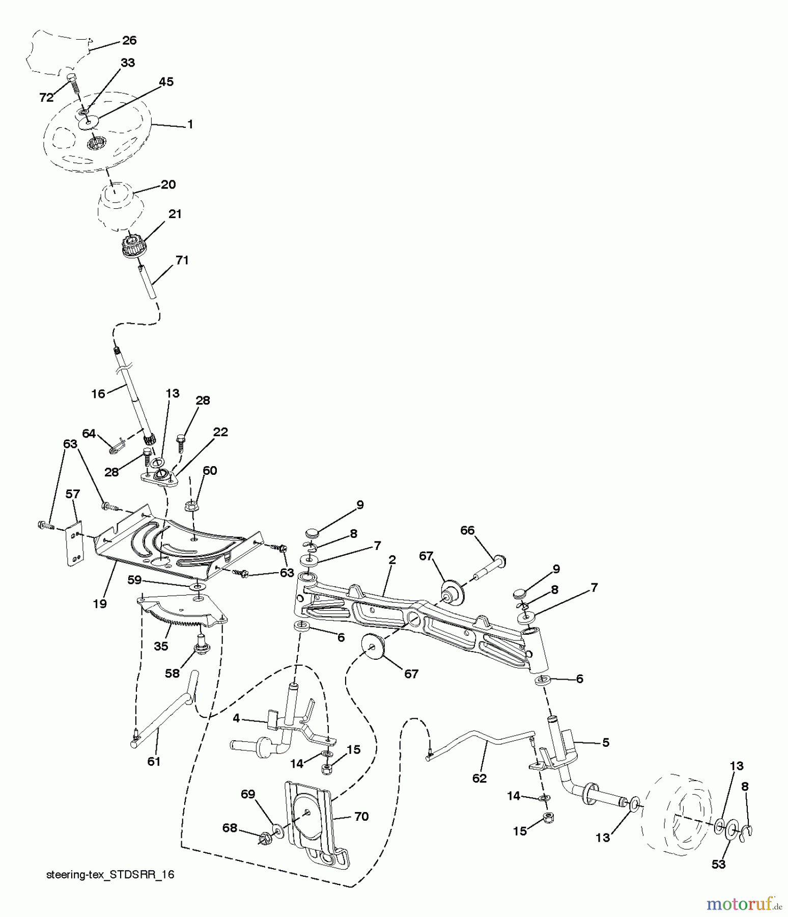 Jonsered Rasen und Garten Traktoren LT2316 CM (96051002000) - Jonsered Lawn & Garden Tractor (2011-03) STEERING