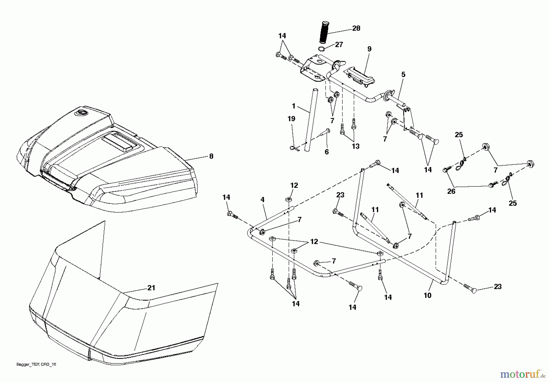 Jonsered Rasen und Garten Traktoren LT2316 CM (96051002002) - Jonsered Lawn & Garden Tractor (2012-08) BAGGER