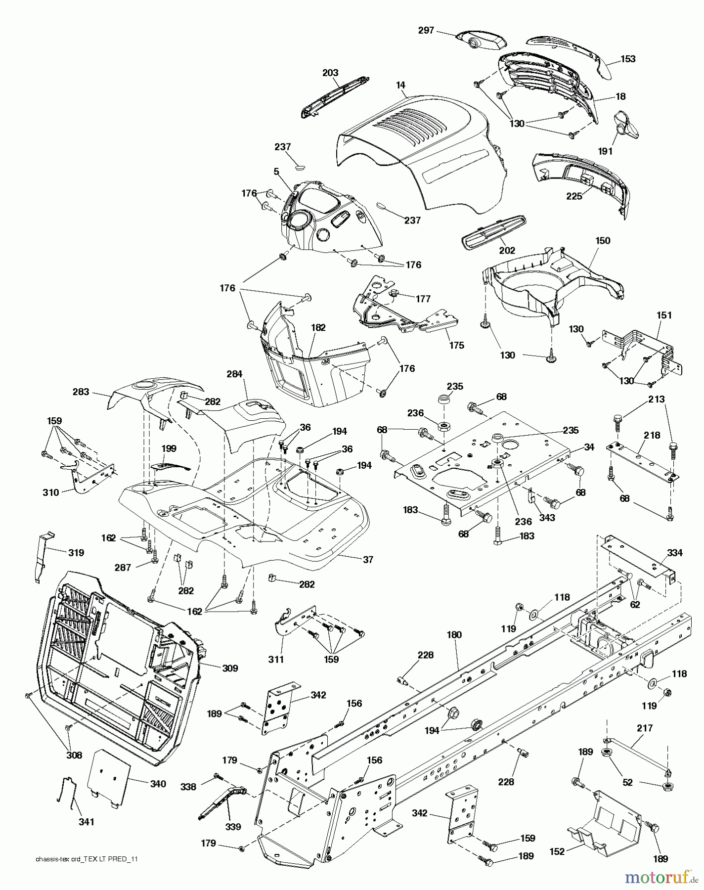 Jonsered Rasen und Garten Traktoren LT2316 CM (96051002003) - Jonsered Lawn & Garden Tractor (2013-05) CHASSIS ENCLOSURES