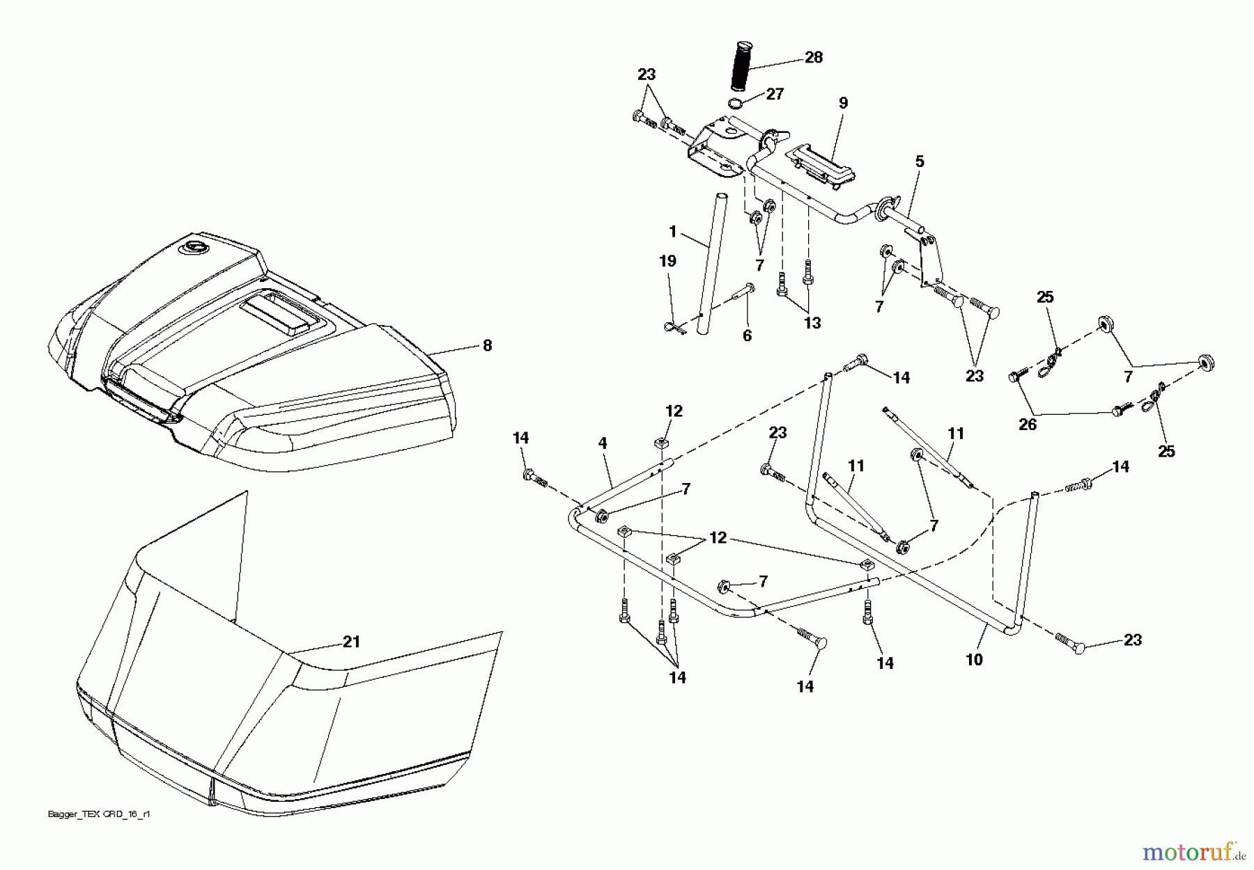  Jonsered Rasen  und Garten Traktoren LT2316 CM (96051002003) - Jonsered Lawn & Garden Tractor (2013-05) BAGGER