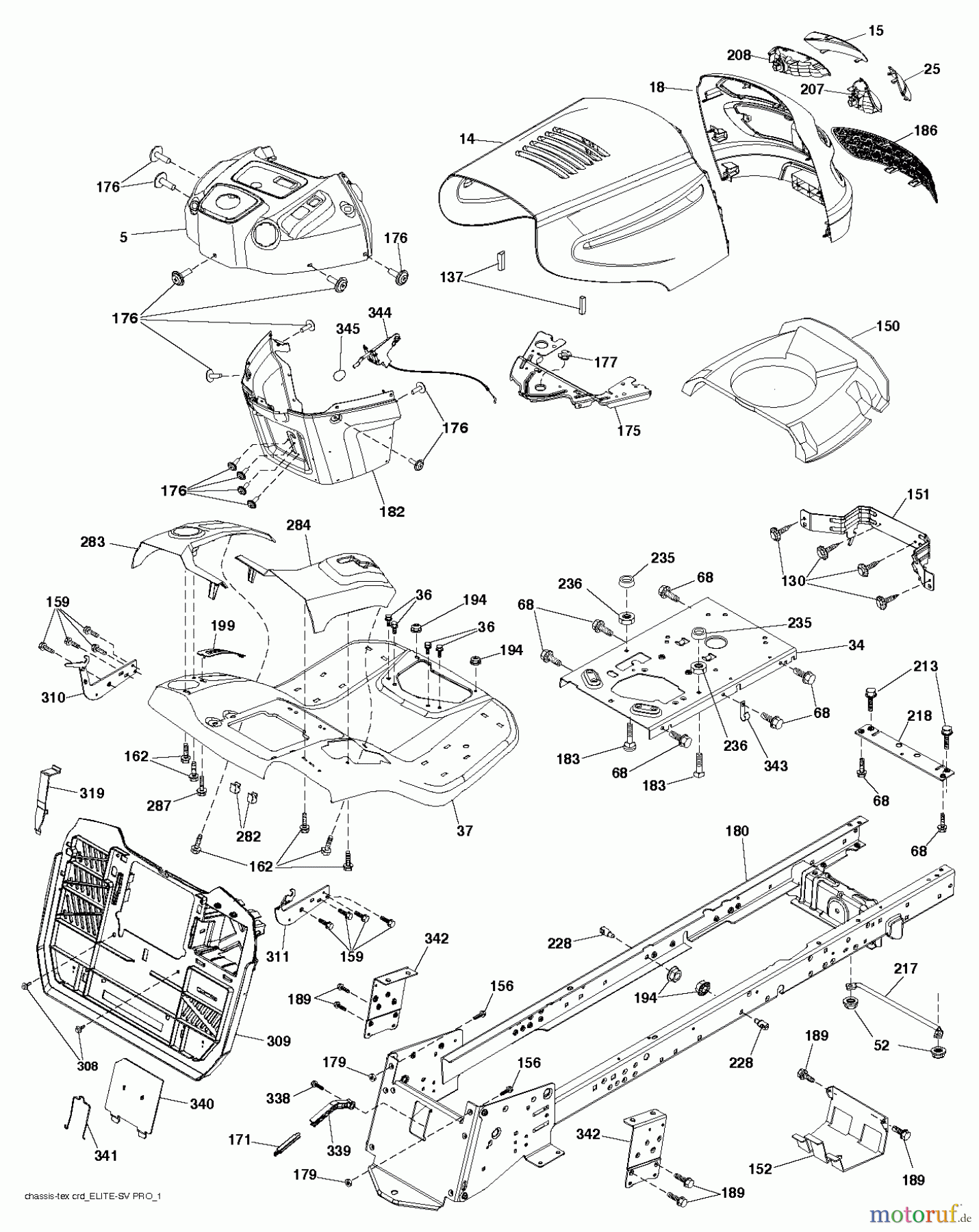 Jonsered Rasen und Garten Traktoren LT2316 CMA2 (96051002200) - Jonsered Lawn & Garden Tractor (2011-01) CHASSIS ENCLOSURES