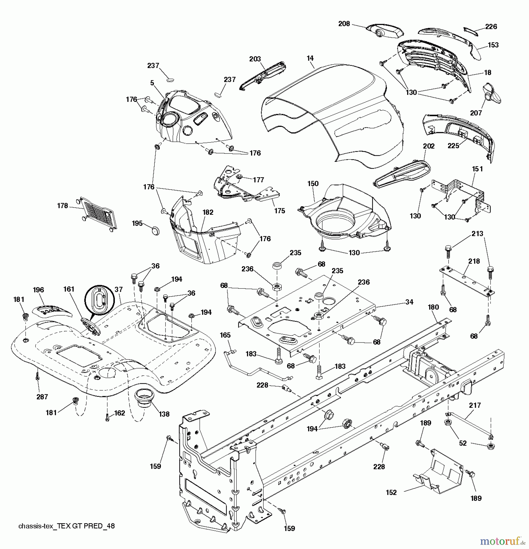  Jonsered Rasen  und Garten Traktoren LT2317 A2 (96041026000) - Jonsered Lawn & Garden Tractor (2011-11) CHASSIS ENCLOSURES