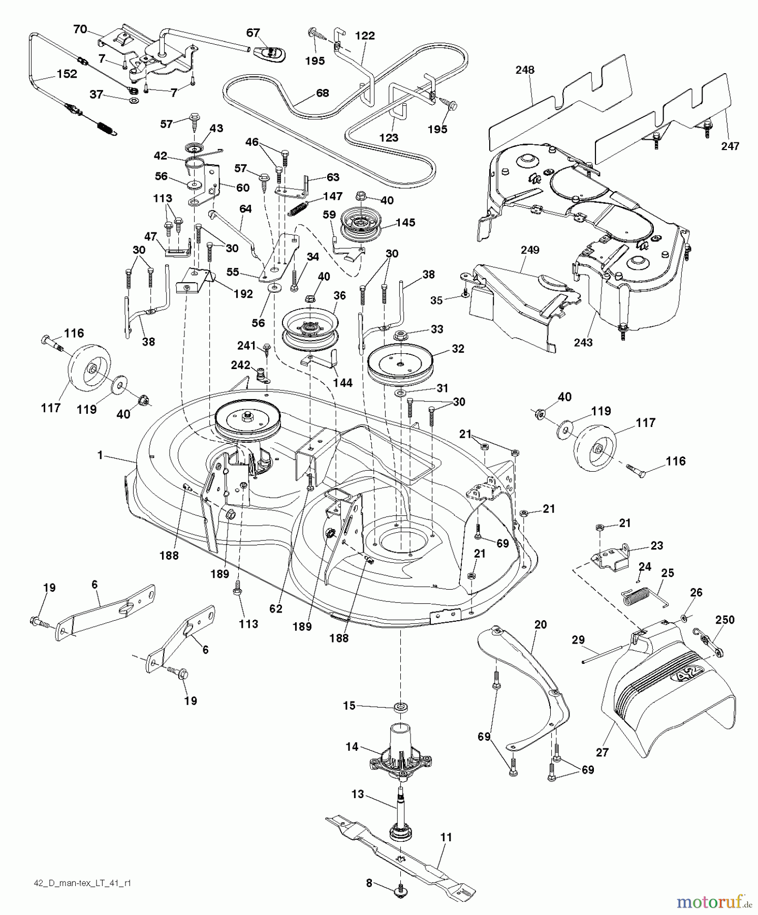 Jonsered Rasen und Garten Traktoren LT2317 A2 (96041026100) - Jonsered Lawn & Garden Tractor (2011-09) MOWER DECK / CUTTING DECK
