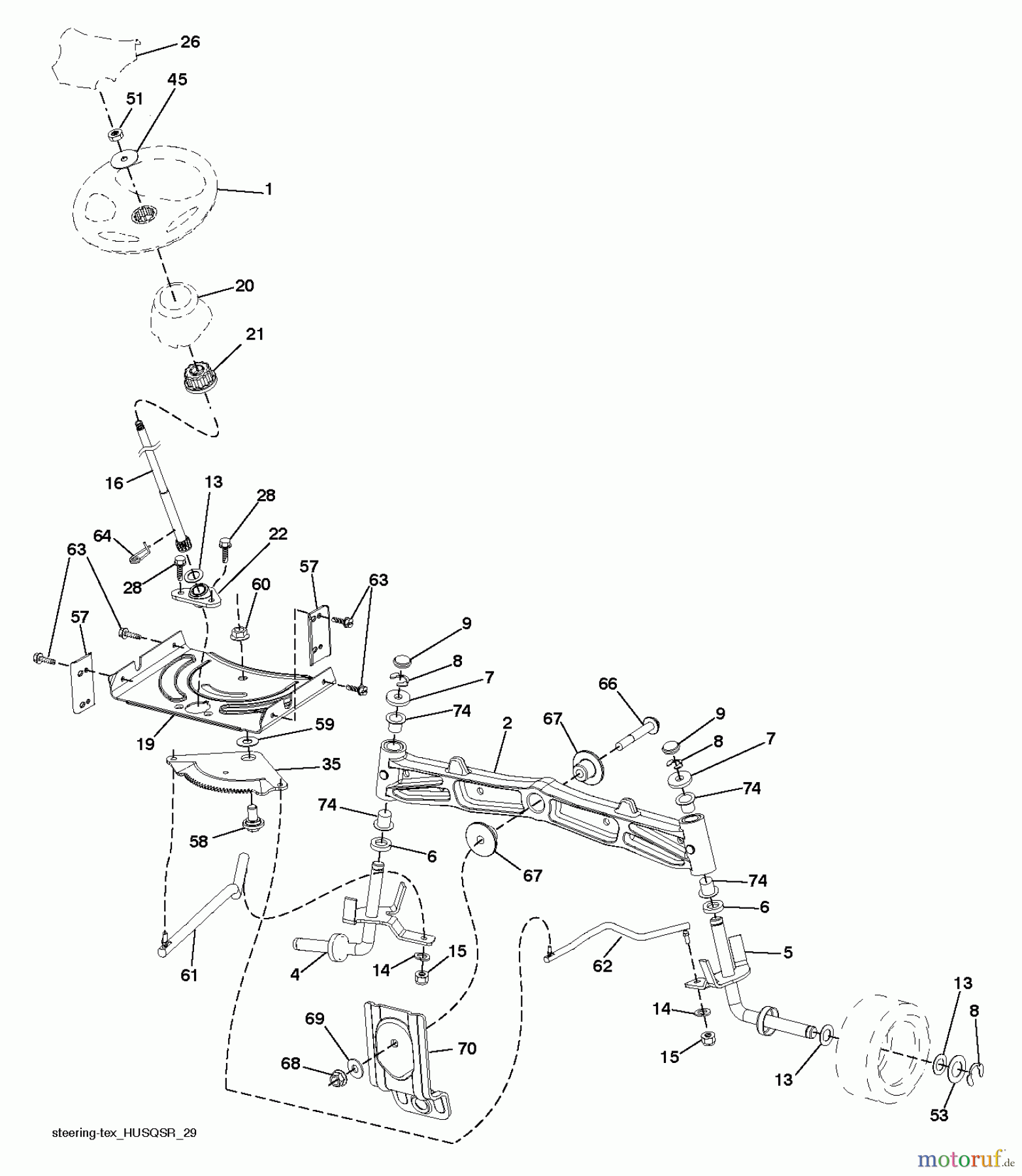  Jonsered Rasen  und Garten Traktoren LT2317 A2 (96041026100) - Jonsered Lawn & Garden Tractor (2011-09) STEERING