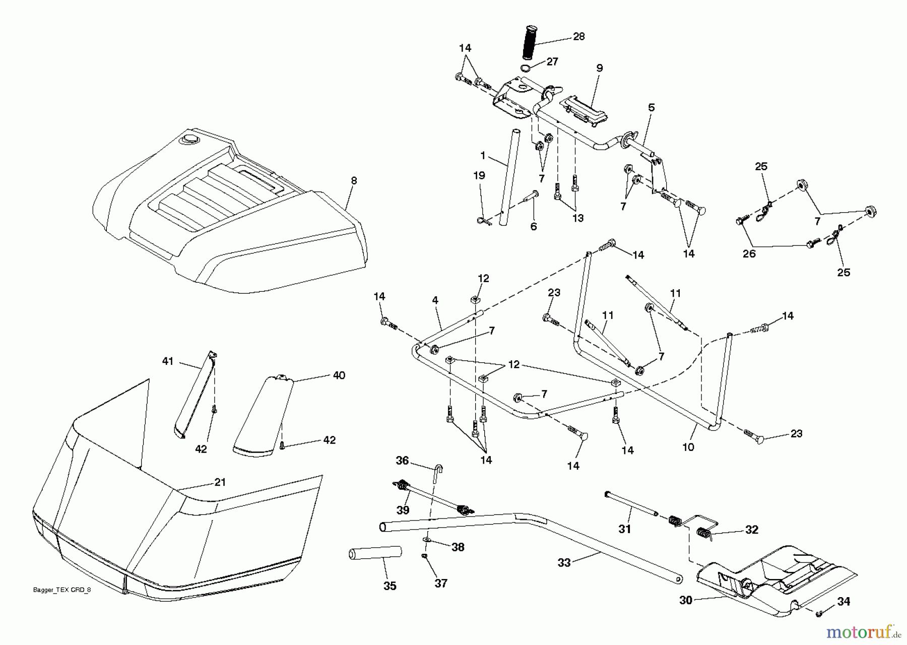 Jonsered Rasen und Garten Traktoren LT2317 CMA (96051000500) - Jonsered Lawn & Garden Tractor (2011-03) BAGGER