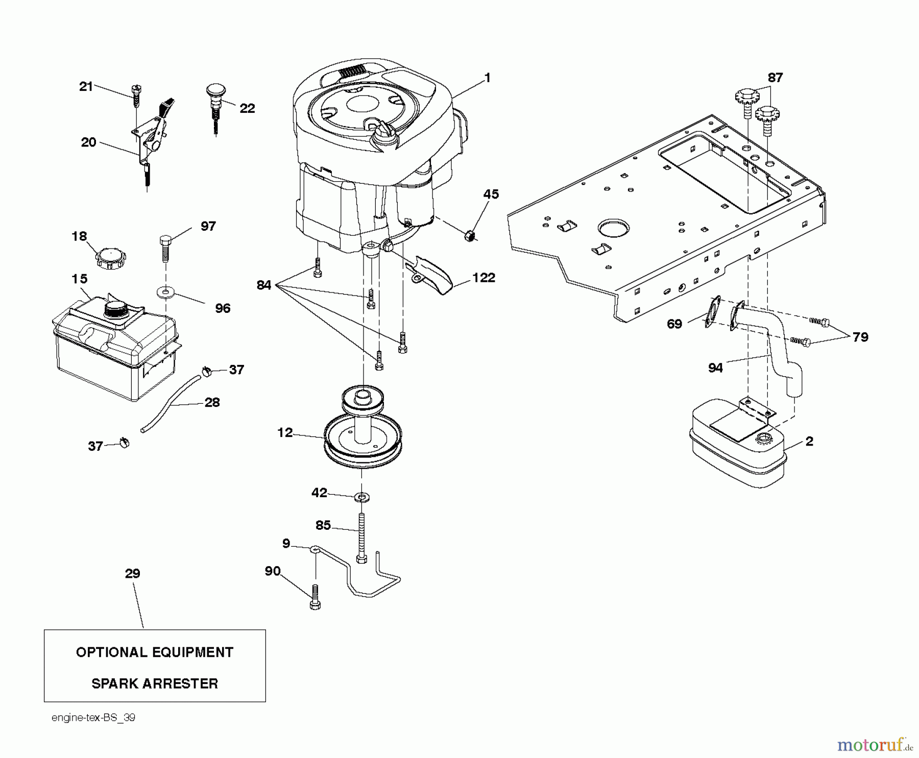 Jonsered Rasen und Garten Traktoren LT2317 CMA (96051000500) - Jonsered Lawn & Garden Tractor (2011-03) ENGINE