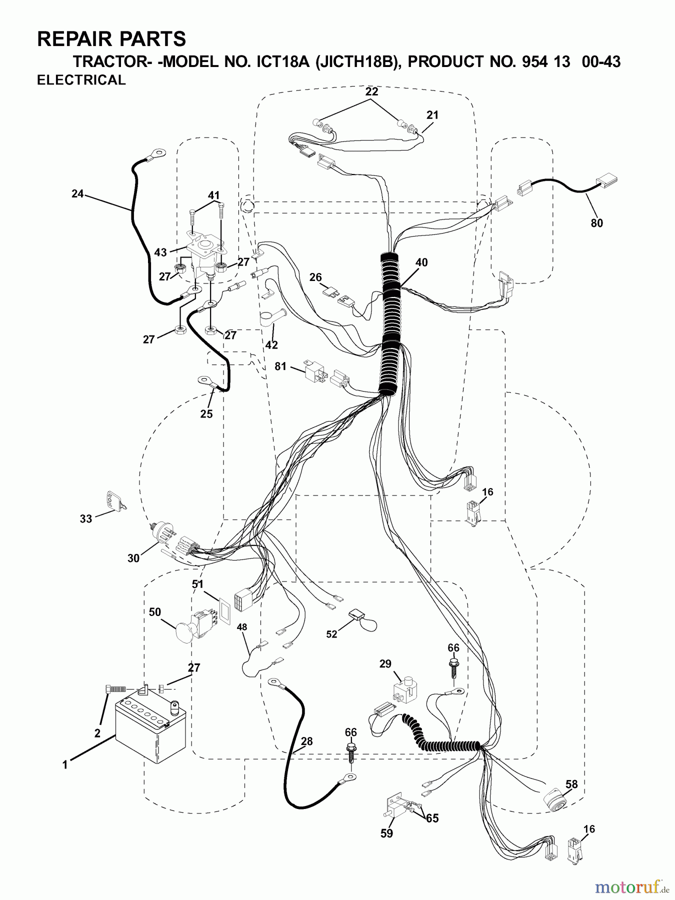  Jonsered Rasen  und Garten Traktoren ICT18A (JICTH18B, 954130043) - Jonsered Lawn & Garden Tractor (2001-02) ELECTRICAL