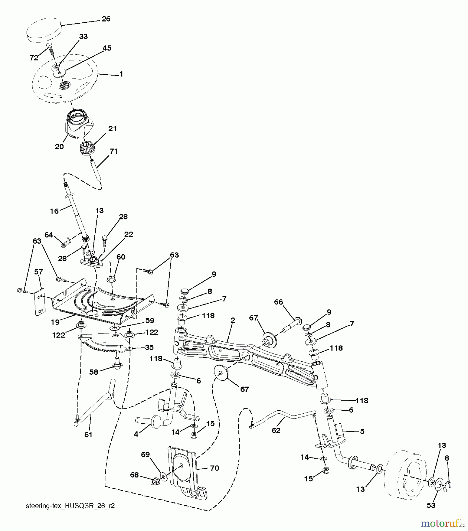 Jonsered Rasen und Garten Traktoren LT2317 CMA (96051000500) - Jonsered Lawn & Garden Tractor (2011-03) STEERING