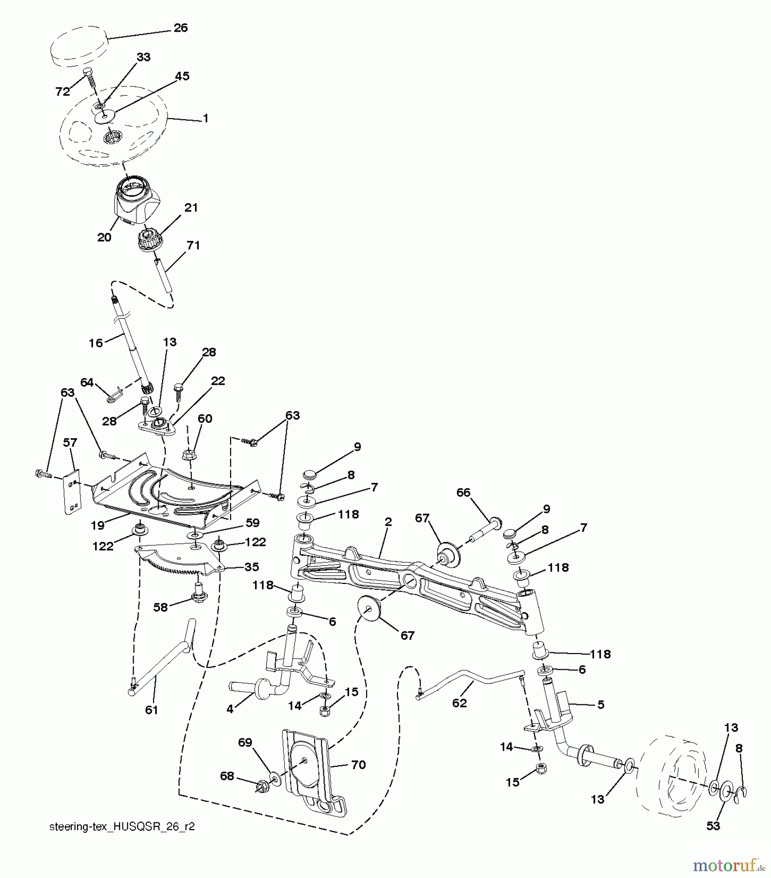  Jonsered Rasen  und Garten Traktoren LT2317 CMA (96051000502) - Jonsered Lawn & Garden Tractor (2012-08) STEERING