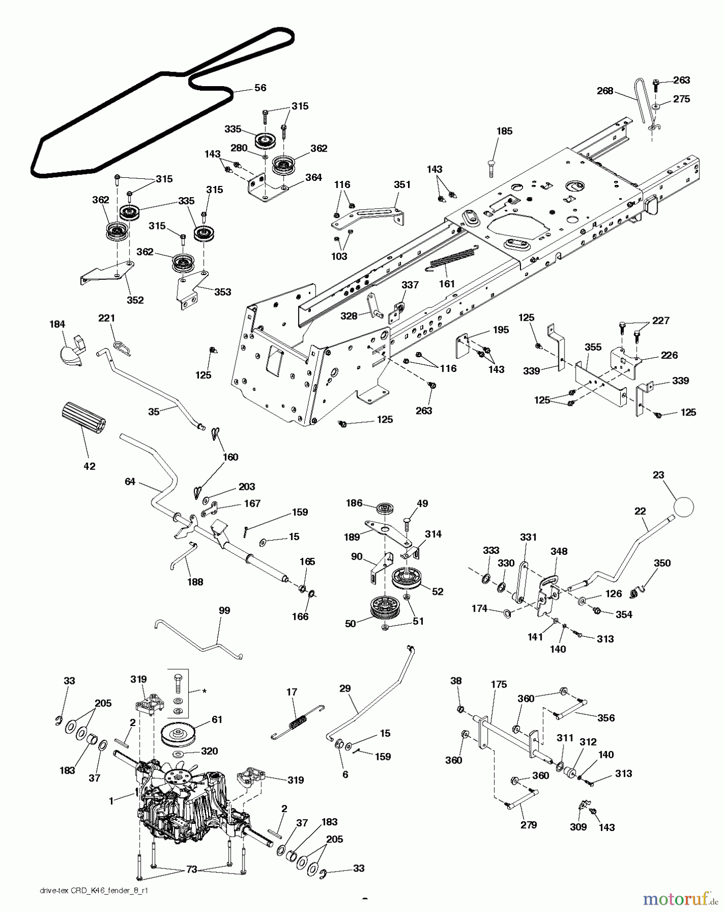  Jonsered Rasen  und Garten Traktoren LT2317 CMA (96051000502) - Jonsered Lawn & Garden Tractor (2012-08) DRIVE