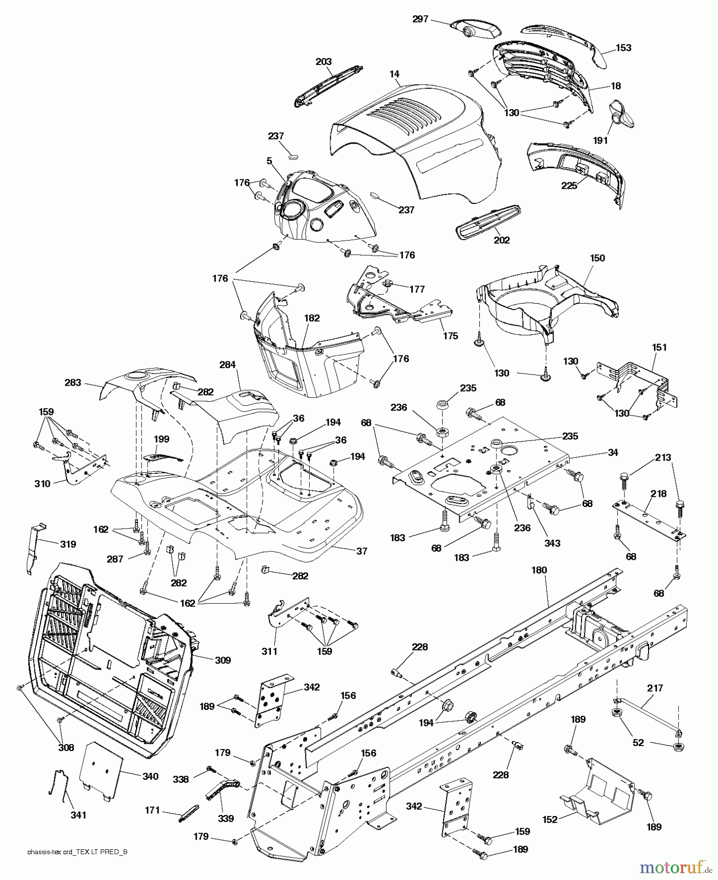  Jonsered Rasen  und Garten Traktoren LT2317 CMA (96051002100) - Jonsered Lawn & Garden Tractor (2011-01) CHASSIS ENCLOSURES