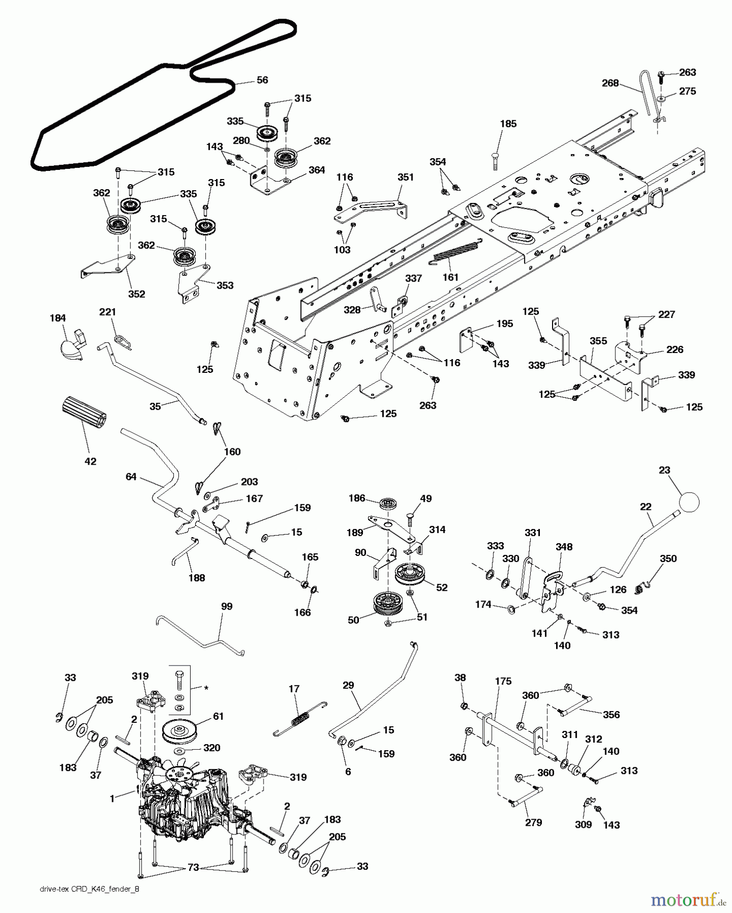 Jonsered Rasen  und Garten Traktoren LT2317 CMA (96051002100) - Jonsered Lawn & Garden Tractor (2011-01) DRIVE