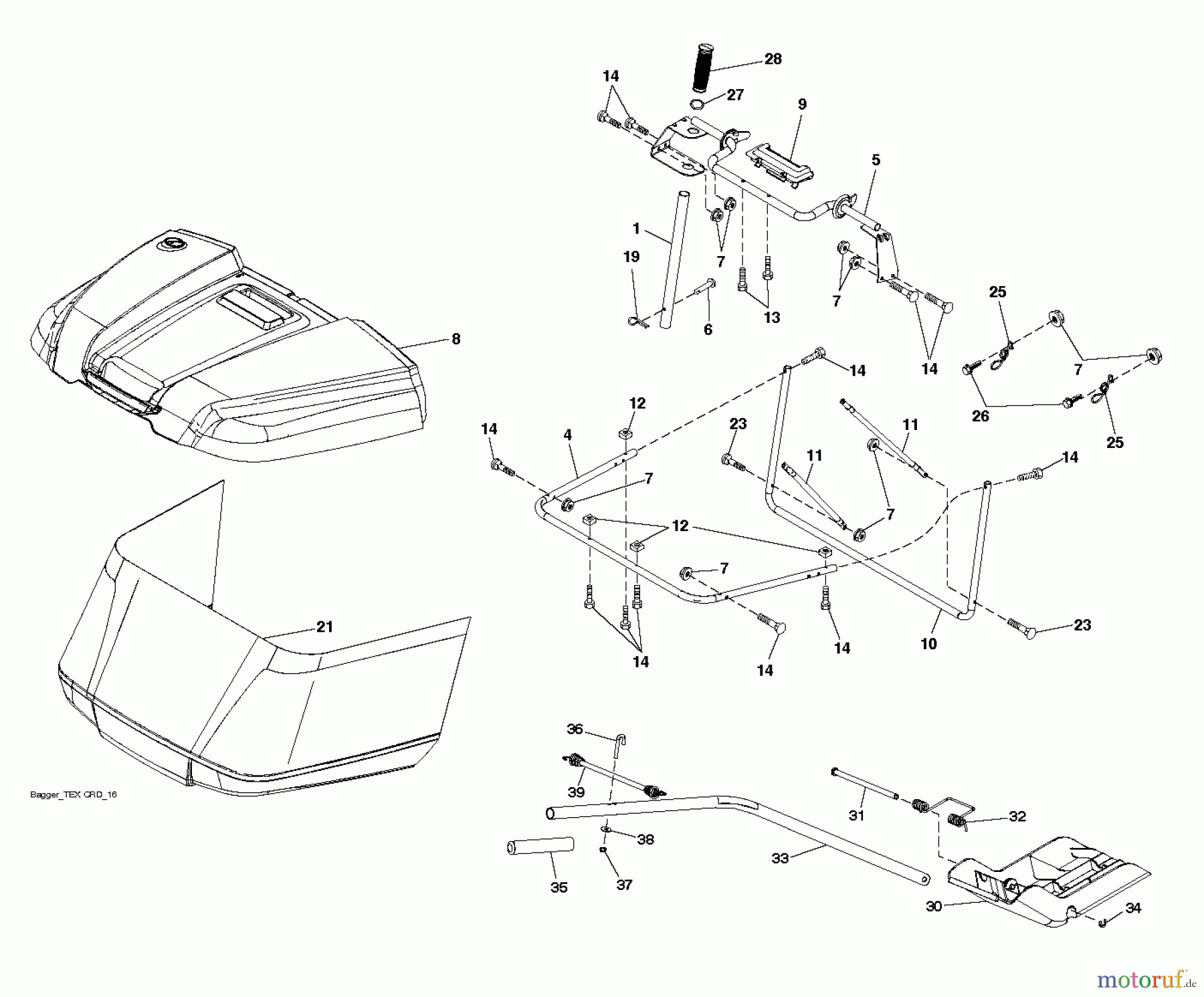 Jonsered Rasen und Garten Traktoren LT2317 CMA (96051002102) - Jonsered Lawn & Garden Tractor (2012-08) BAGGER