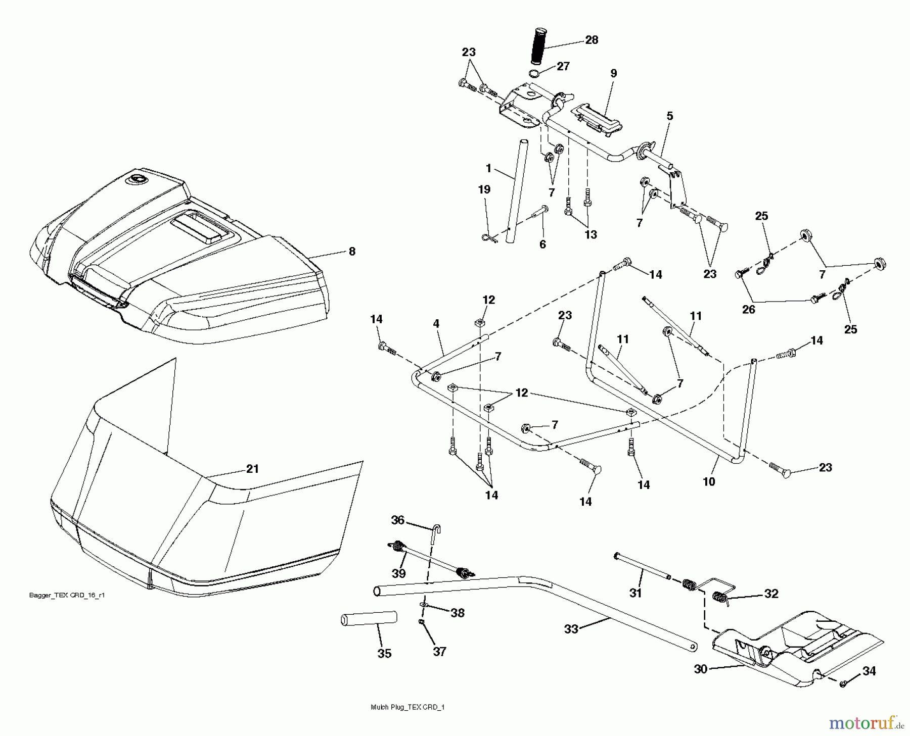 Jonsered Rasen und Garten Traktoren LT2317 CMA (96051002103) - Jonsered Lawn & Garden Tractor (2013-05) BAGGER