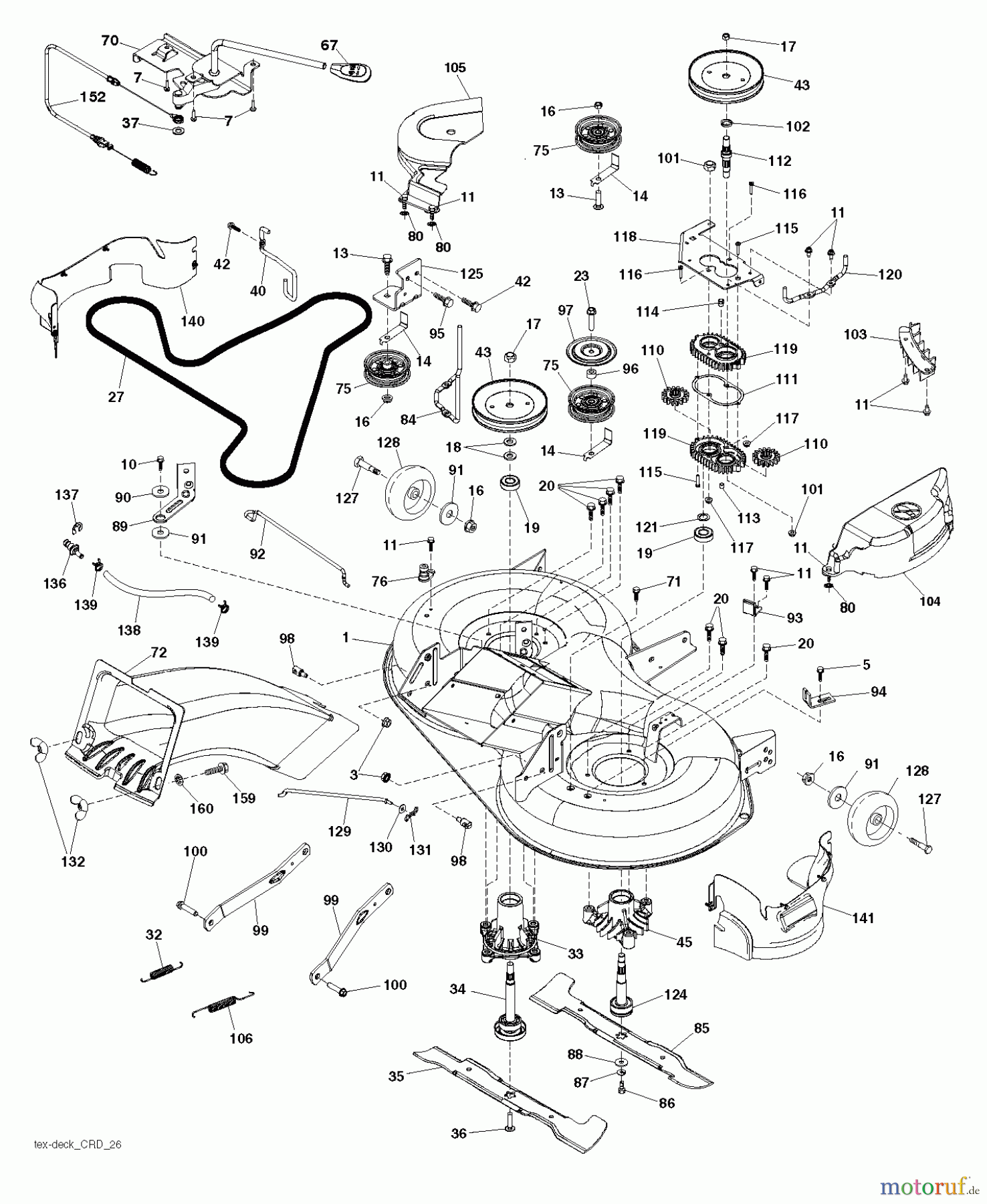 Jonsered Rasen und Garten Traktoren LT2317 CMA (96051002103) - Jonsered Lawn & Garden Tractor (2013-05) MOWER DECK / CUTTING DECK