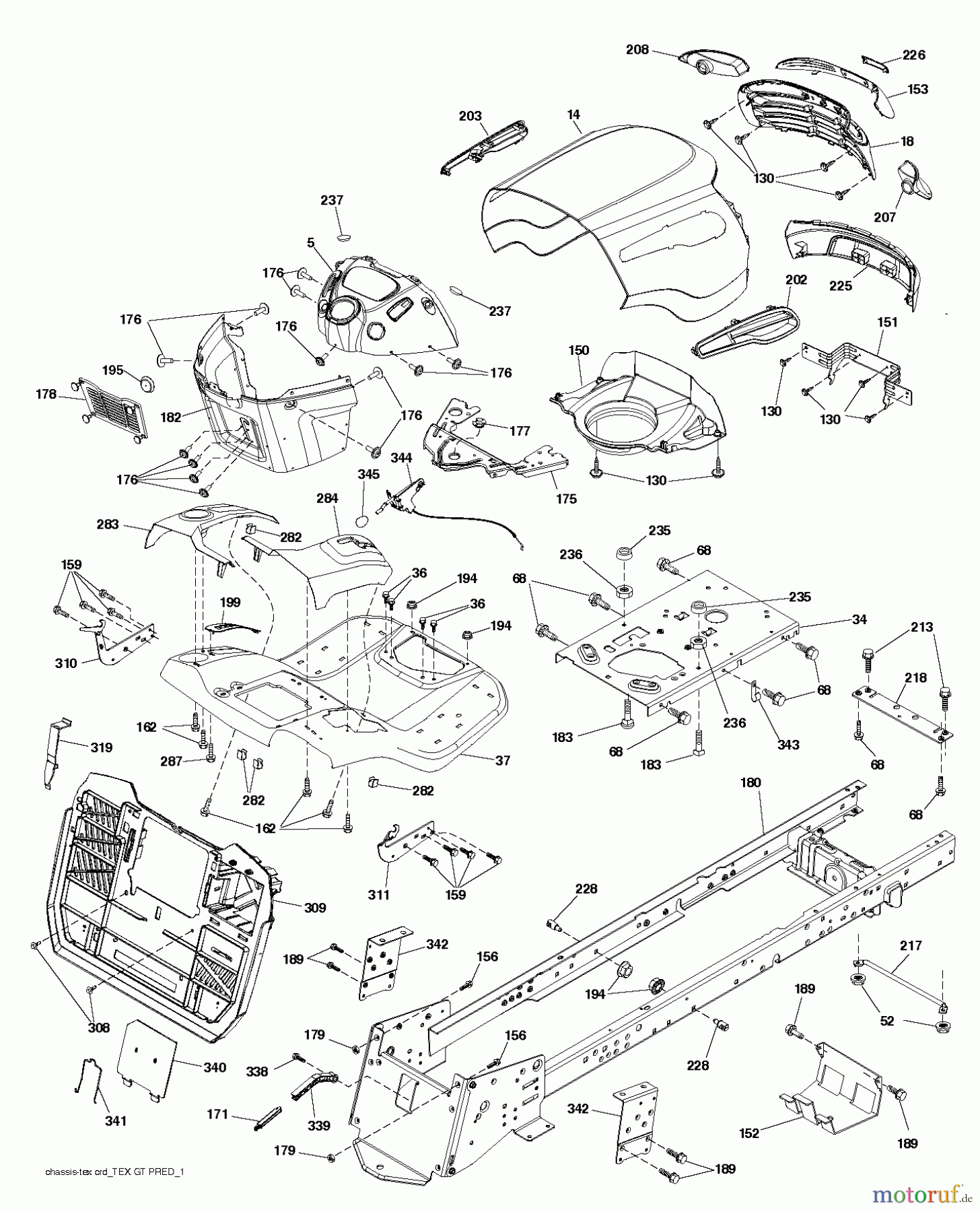 Jonsered Rasen und Garten Traktoren LT2317 CMA2 (96051004300) - Jonsered Lawn & Garden Tractor (2012-01) CHASSIS ENCLOSURES