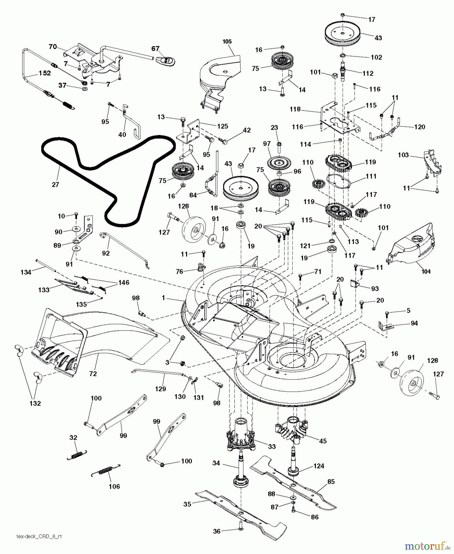 Jonsered Rasen und Garten Traktoren LT2317 CMA2 (96051004300) - Jonsered Lawn & Garden Tractor (2012-01) MOWER DECK / CUTTING DECK