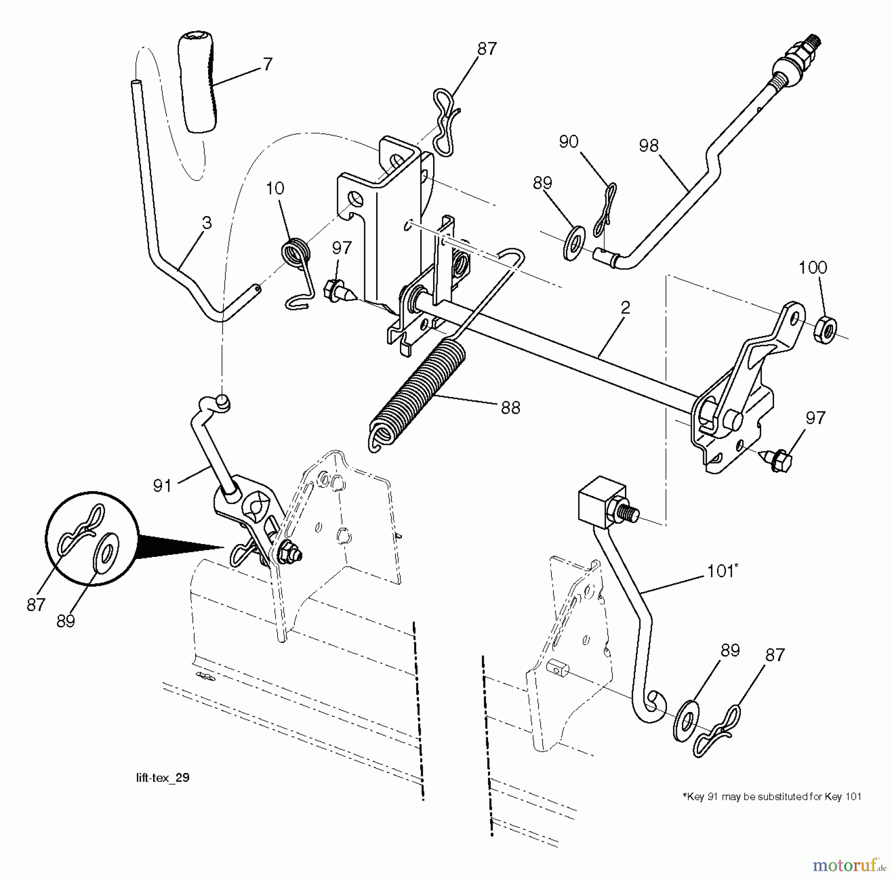 Jonsered Rasen und Garten Traktoren LT2317 CMA2 (96051004300) - Jonsered Lawn & Garden Tractor (2012-01) MOWER LIFT / DECK LIFT