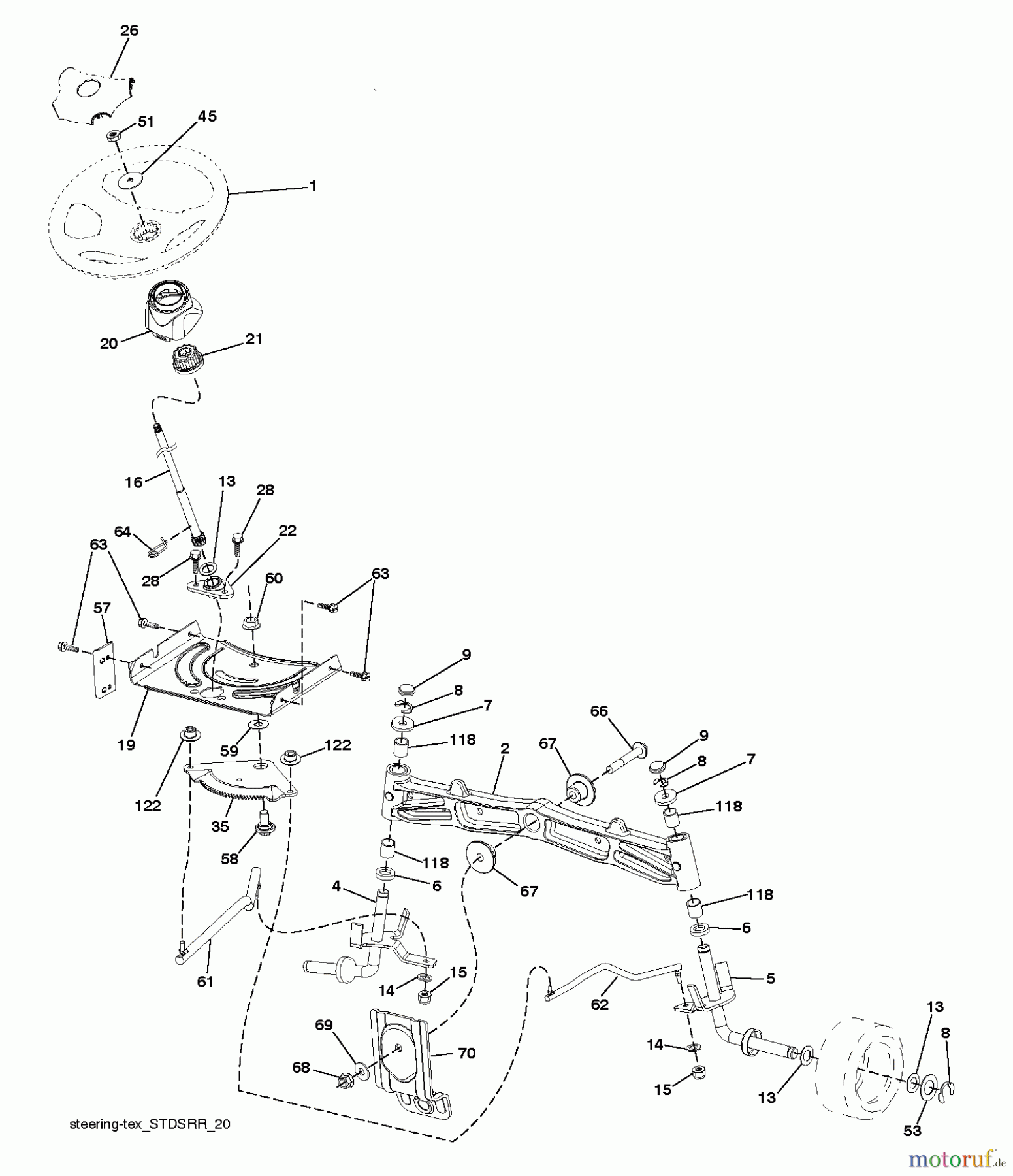 Jonsered Rasen und Garten Traktoren LT2318 CMA2 (96051004500) - Jonsered Lawn & Garden Tractor (2012-02) STEERING