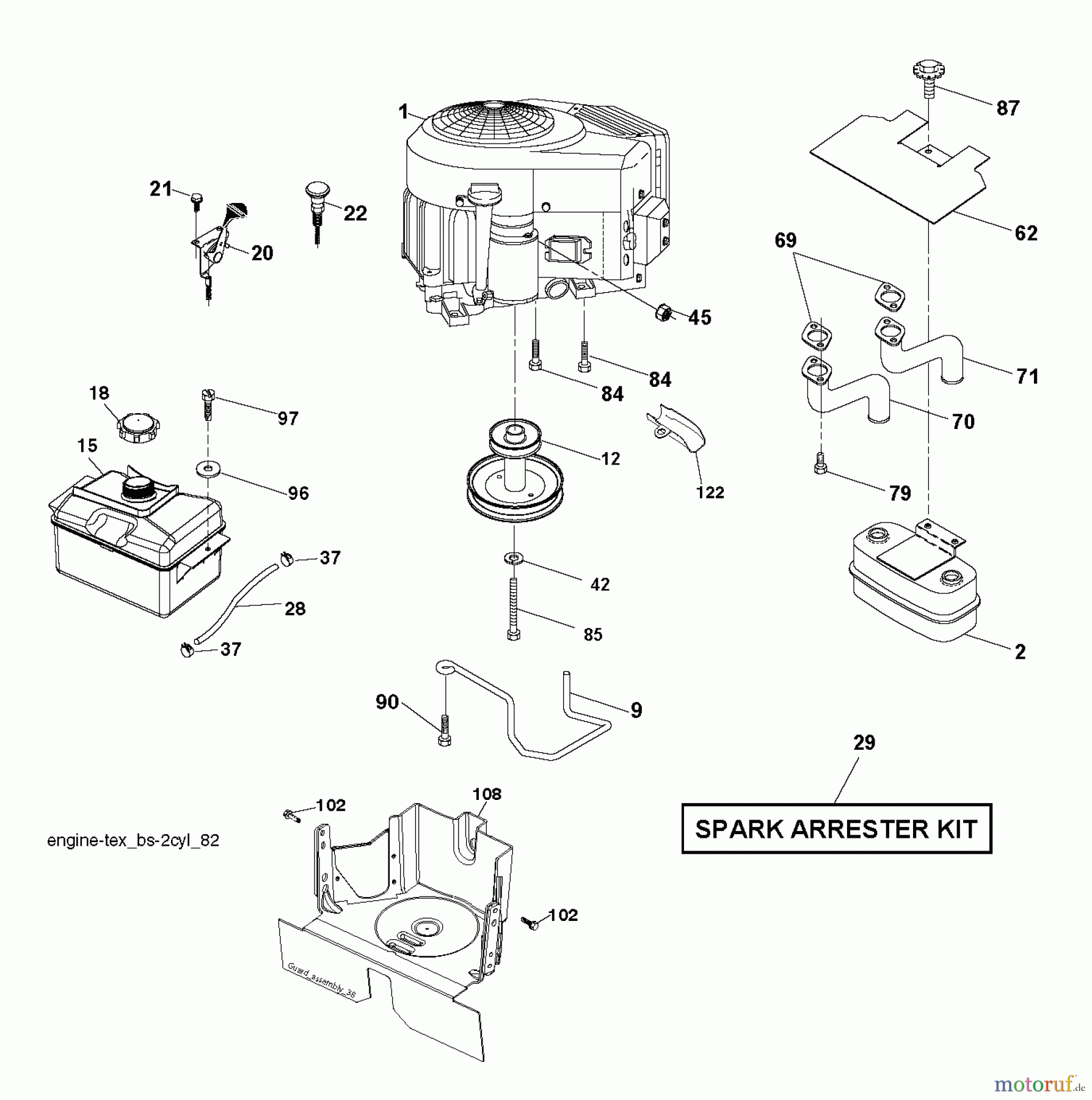 Jonsered Rasen und Garten Traktoren LT2317 CMA2 (96051004400) - Jonsered Lawn & Garden Tractor (2012-01) ENGINE