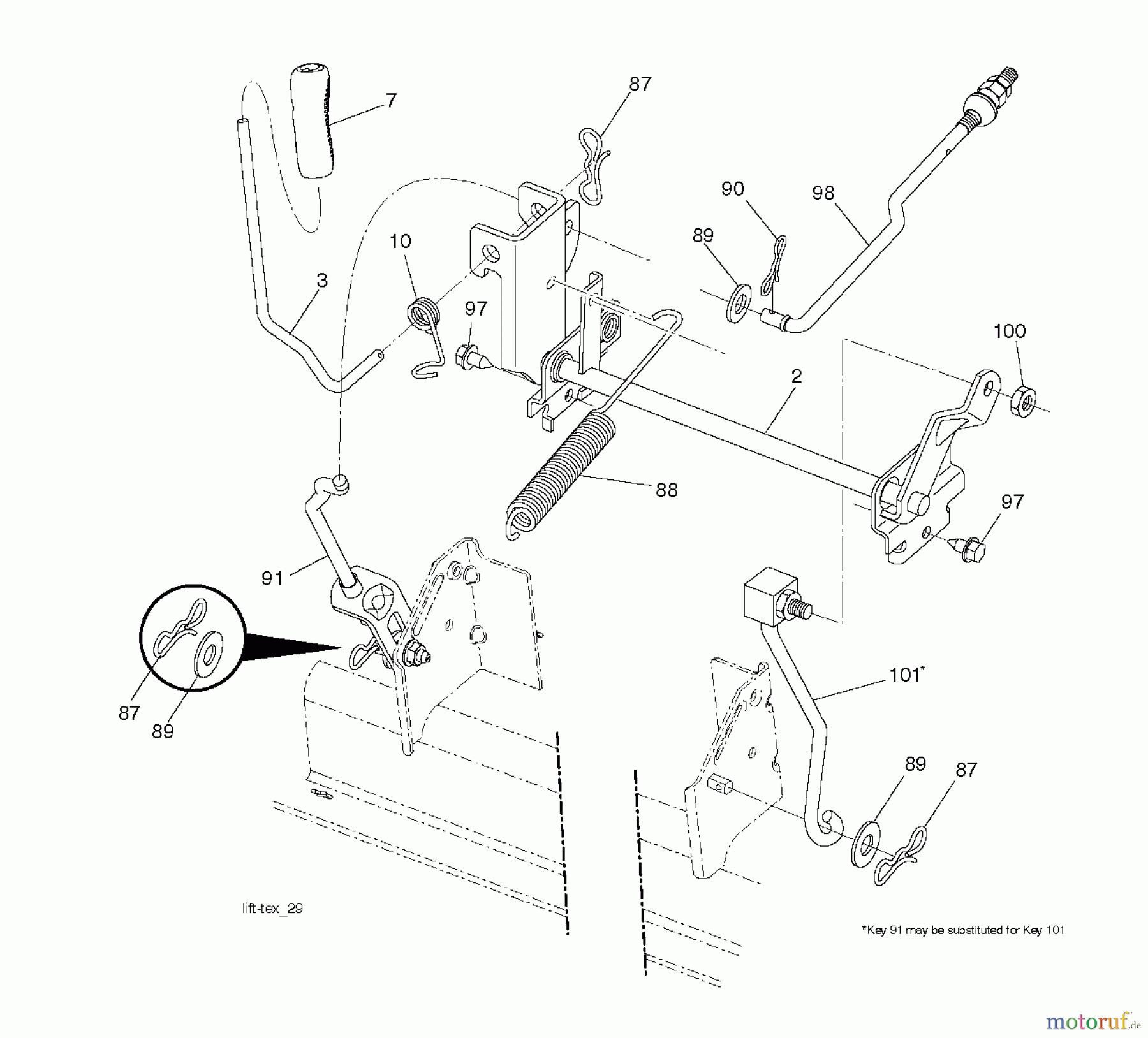 Jonsered Rasen und Garten Traktoren LT2317 CMA2 (96051008100) - Jonsered Lawn & Garden Tractor (2012-10) MOWER LIFT / DECK LIFT