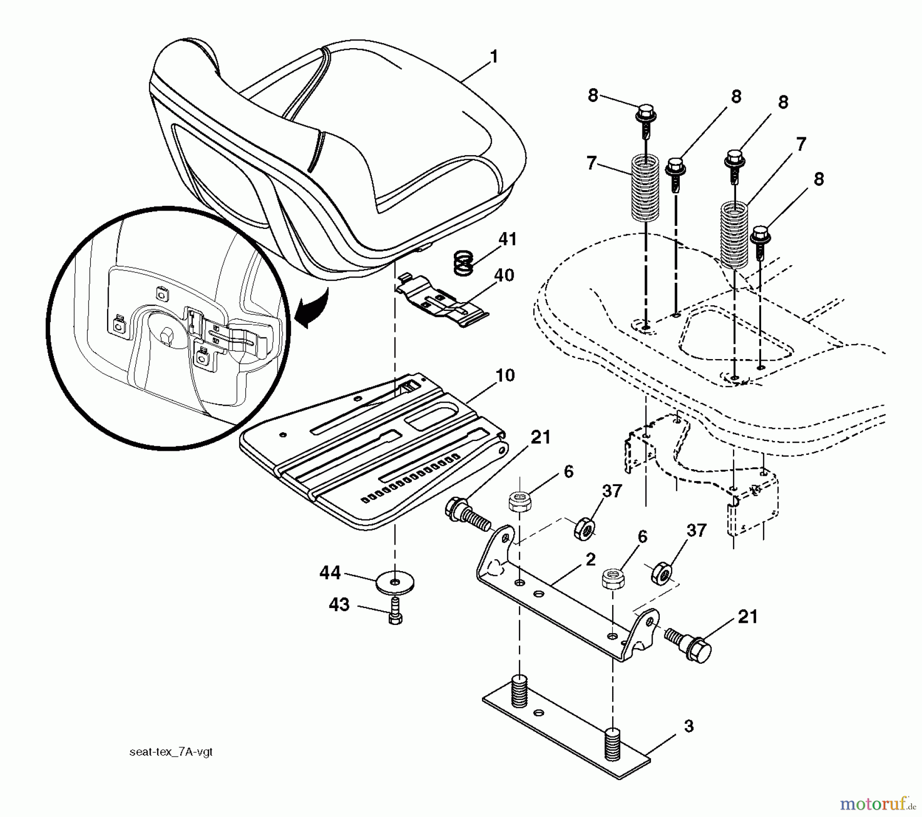  Jonsered Rasen  und Garten Traktoren LT2317 CMA2 (96051008100) - Jonsered Lawn & Garden Tractor (2012-10) SEAT