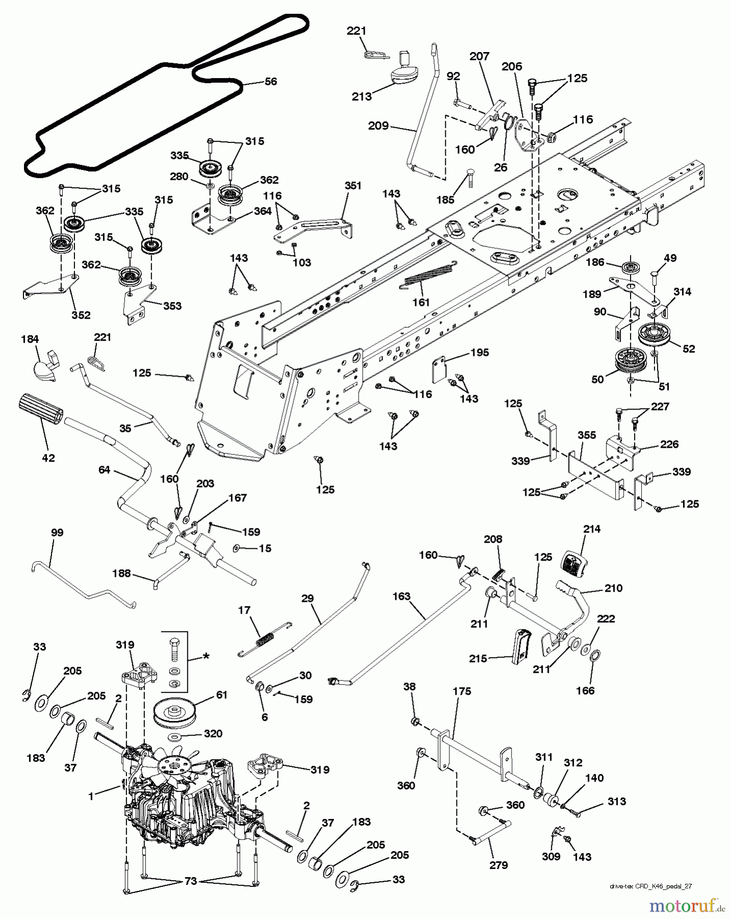 Jonsered Rasen  und Garten Traktoren LT2317 CMA2 (96051008001) - Jonsered Lawn & Garden Tractor (2013-01) DRIVE