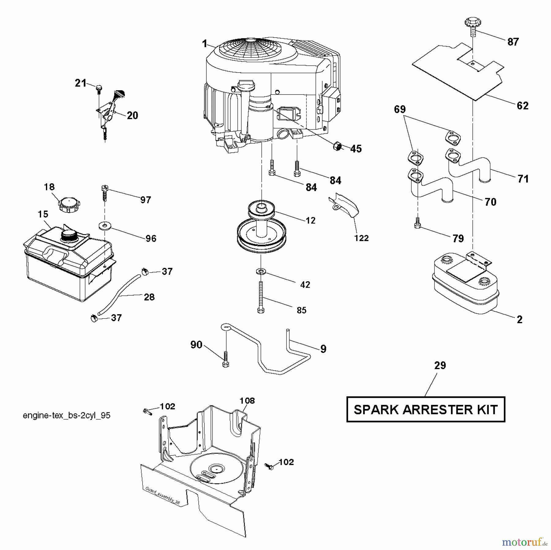  Jonsered Rasen  und Garten Traktoren LT2317 CMA2 (96051008100) - Jonsered Lawn & Garden Tractor (2012-10) ENGINE
