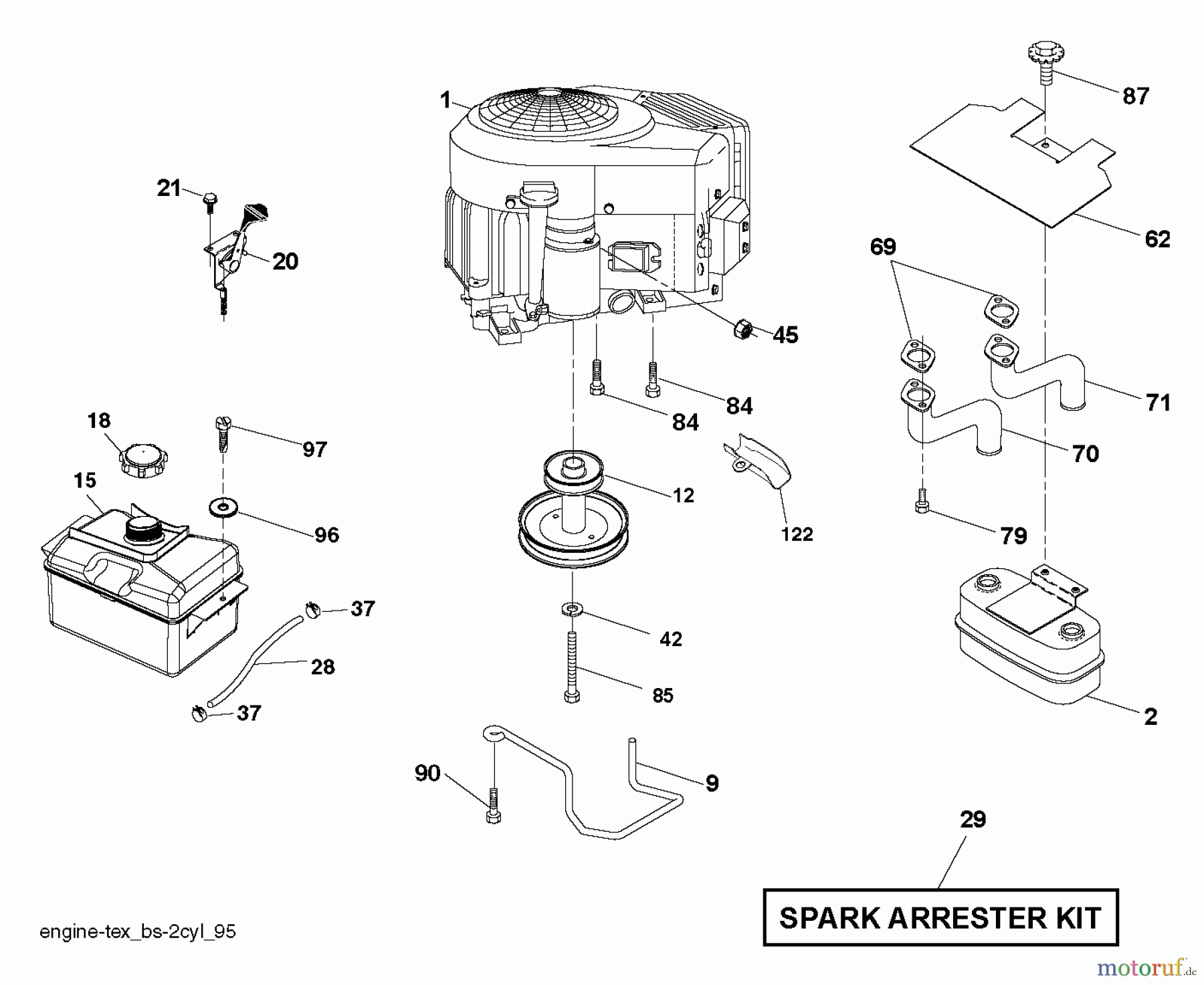 Jonsered Rasen und Garten Traktoren LT2317 CMA2 (96051011100) - Jonsered Lawn & Garden Tractor (2013-06) ENGINE