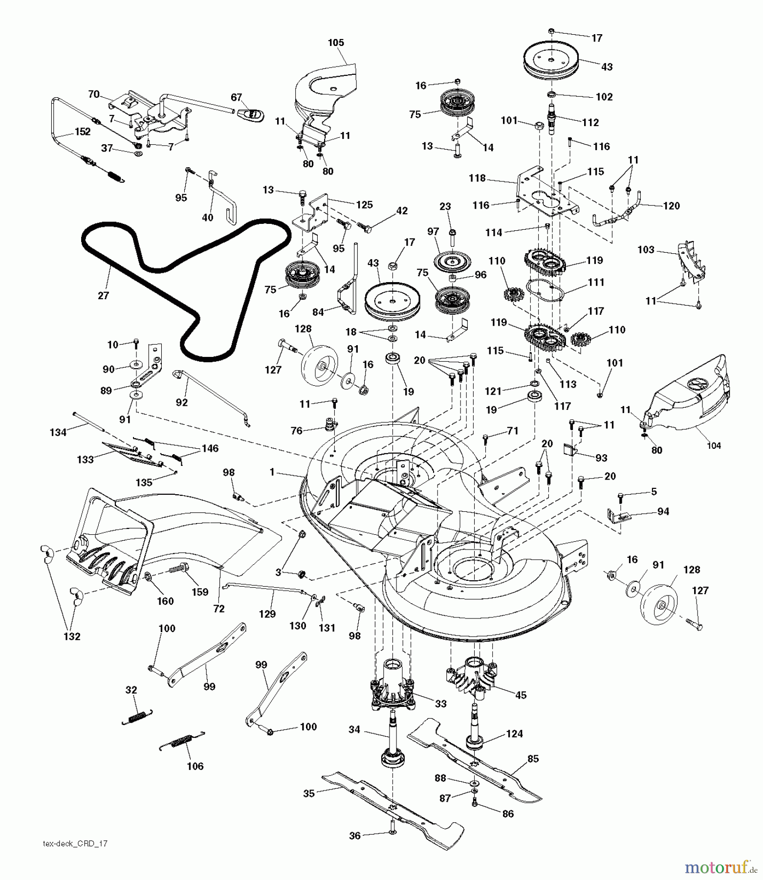 Jonsered Rasen und Garten Traktoren LT2317 CMA2 (96051011100) - Jonsered Lawn & Garden Tractor (2013-06) MOWER DECK / CUTTING DECK