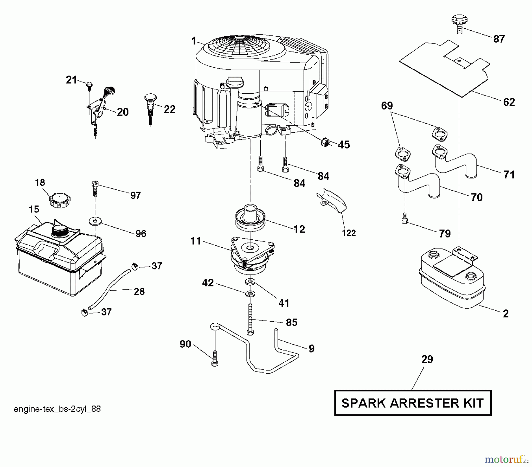 Jonsered Rasen und Garten Traktoren LT2318 CMA2 (96051004500) - Jonsered Lawn & Garden Tractor (2012-02) ENGINE