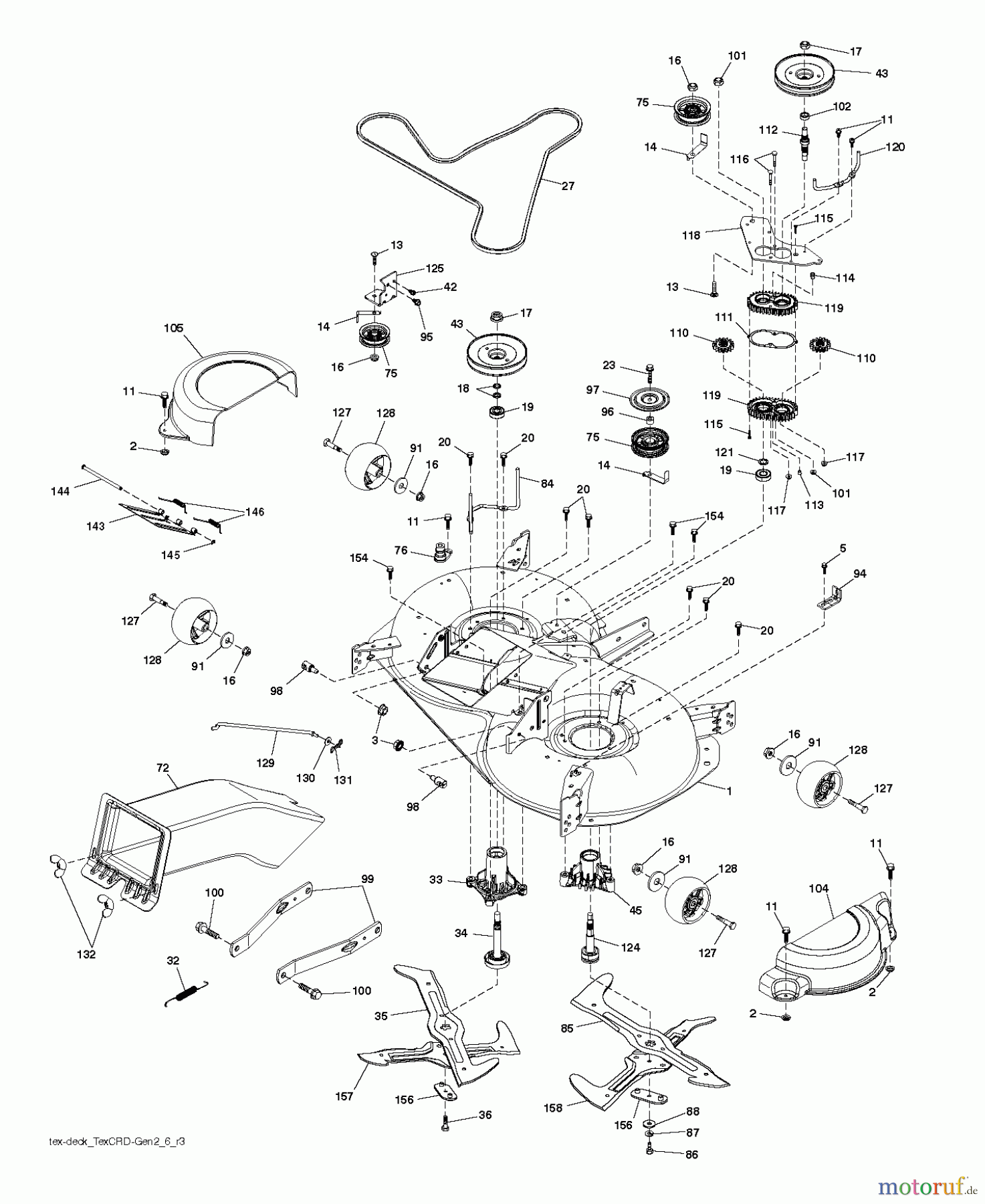 Jonsered Rasen und Garten Traktoren LT2318 CMA2 (96051004500) - Jonsered Lawn & Garden Tractor (2012-02) MOWER DECK / CUTTING DECK