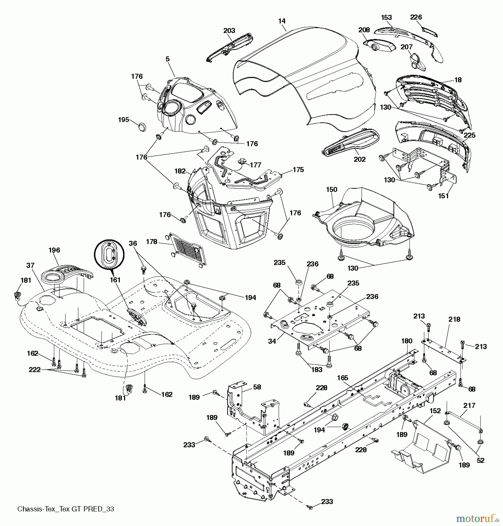  Jonsered Rasen  und Garten Traktoren LT2320 A2 (96041030000) - Jonsered Lawn & Garden Tractor (2012-10) CHASSIS ENCLOSURES