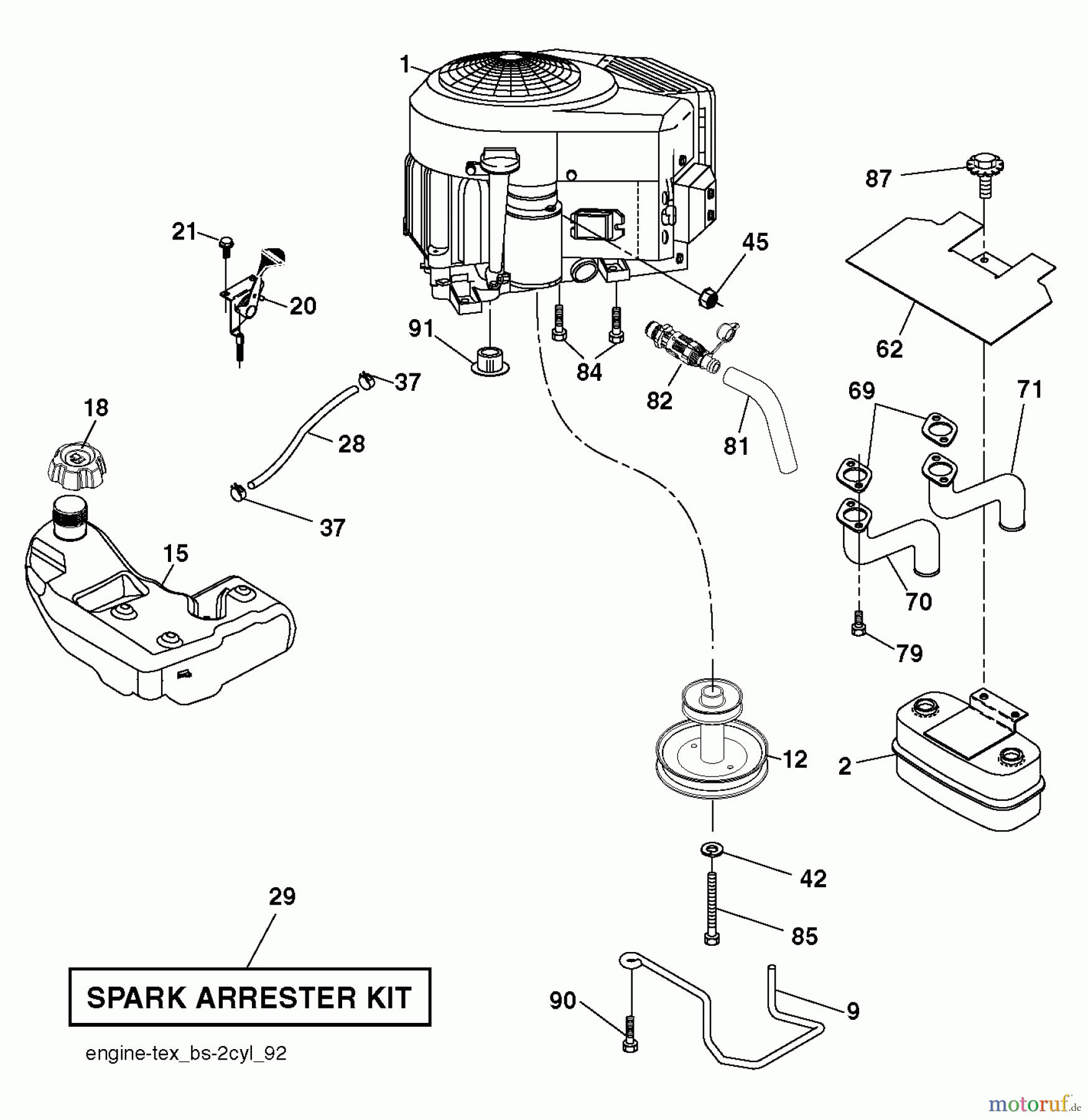 Jonsered Rasen und Garten Traktoren LT2320 A2 (96041034700) - Jonsered Lawn & Garden Tractor (2013-06) ENGINE