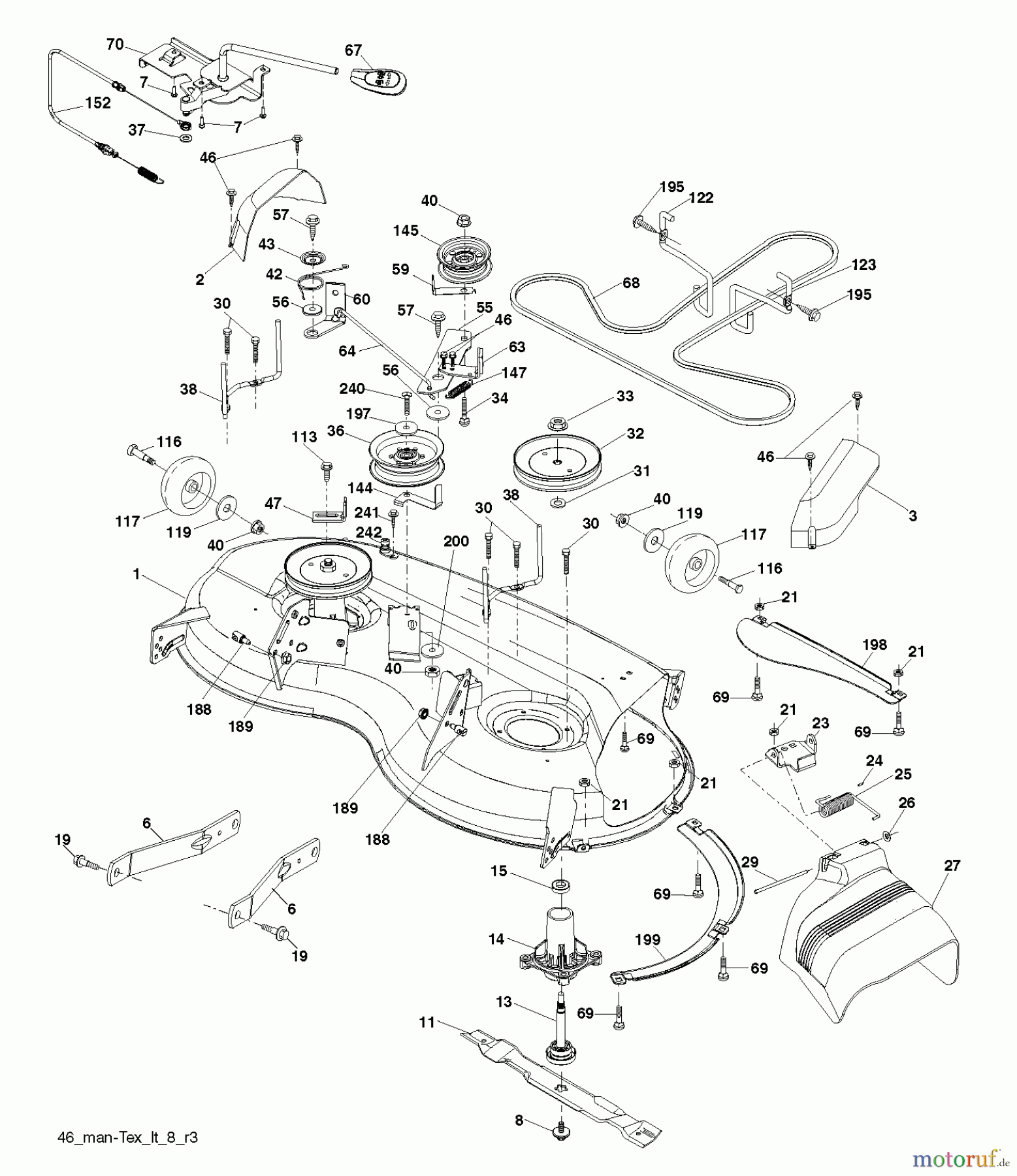 Jonsered Rasen und Garten Traktoren LT2320 A2 (96041030000) - Jonsered Lawn & Garden Tractor (2012-10) MOWER DECK / CUTTING DECK
