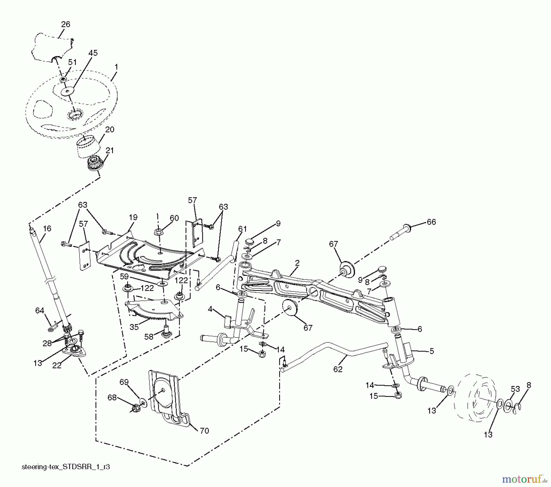 Jonsered Rasen und Garten Traktoren LT2320 A2 (96041030100) - Jonsered Lawn & Garden Tractor (2012-11) STEERING