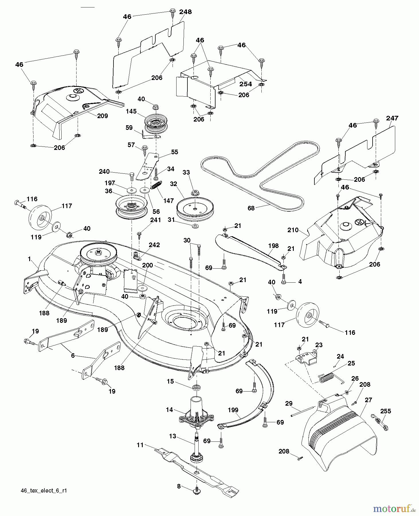 Jonsered Rasen und Garten Traktoren LT2320 A2 (96041032100) - Jonsered Lawn & Garden Tractor (2013-06) MOWER DECK / CUTTING DECK
