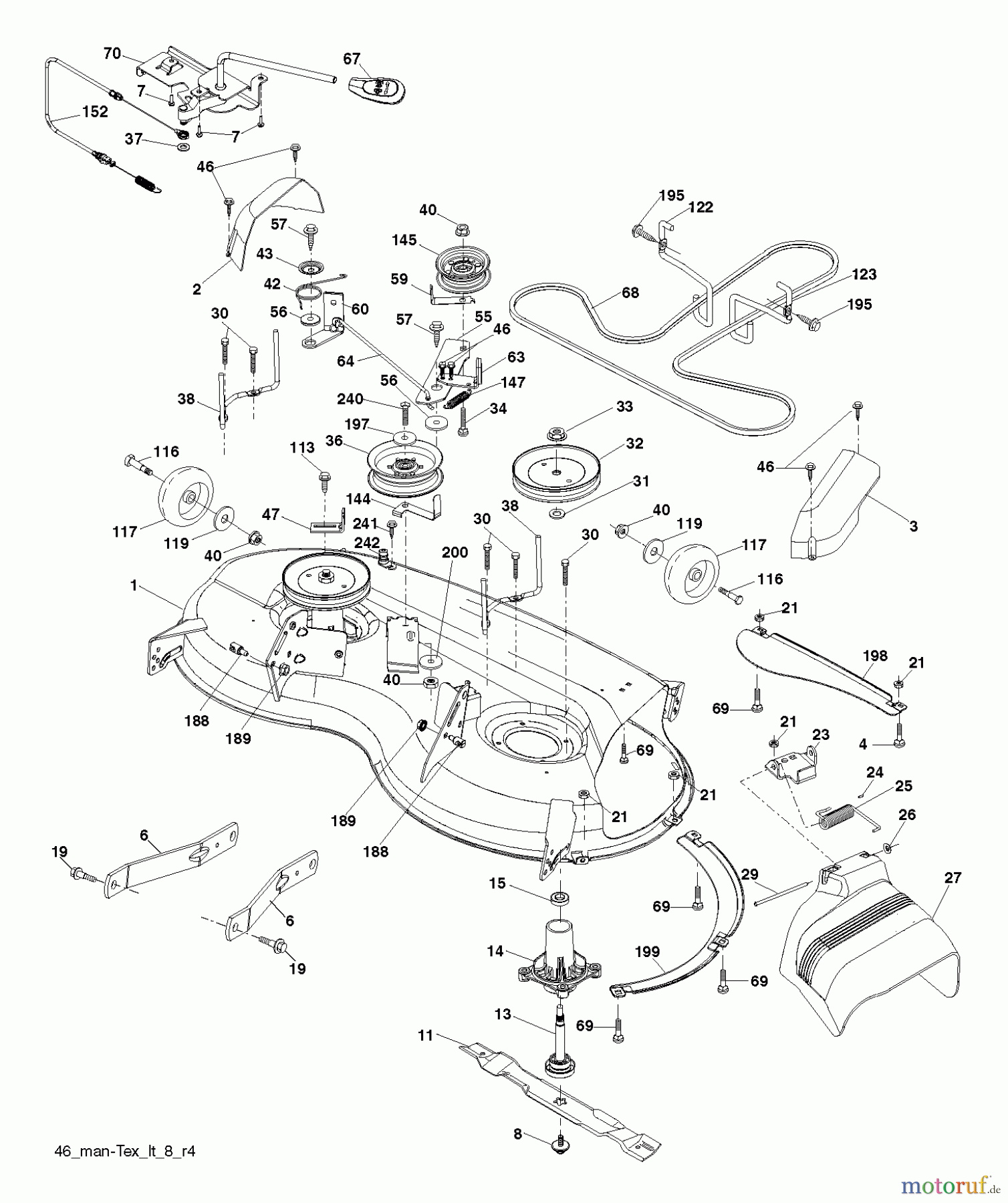 Jonsered Rasen und Garten Traktoren LT2320 A2 (96041034700) - Jonsered Lawn & Garden Tractor (2013-06) MOWER DECK / CUTTING DECK