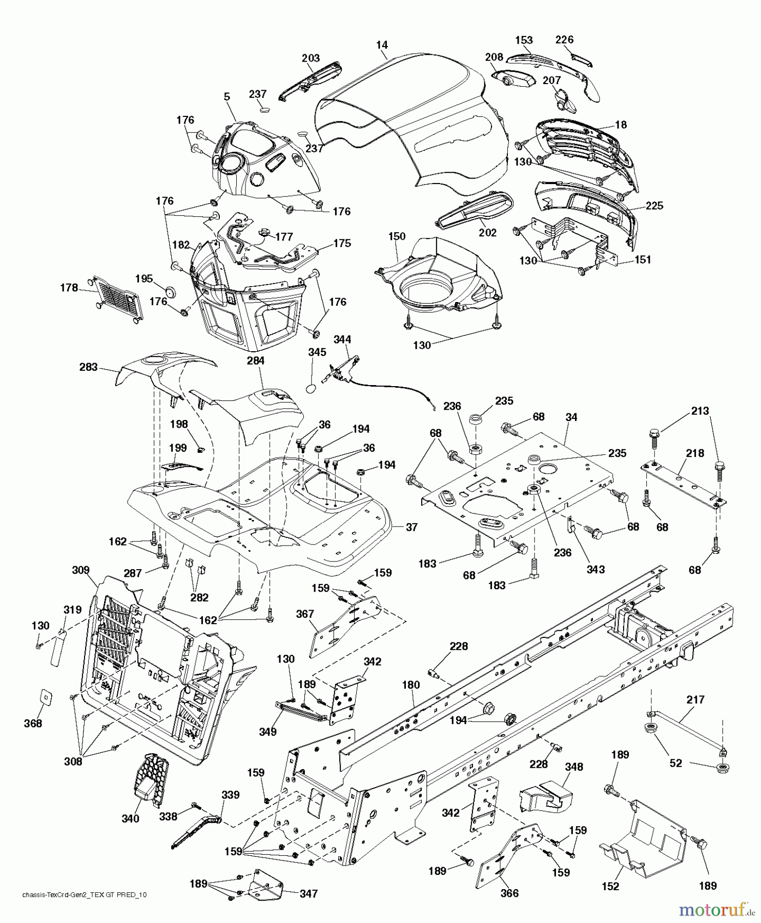 Jonsered Rasen und Garten Traktoren LT2320 CMA2 (96051007200) - Jonsered Lawn & Garden Tractor (2012-11) CHASSIS / FRAME