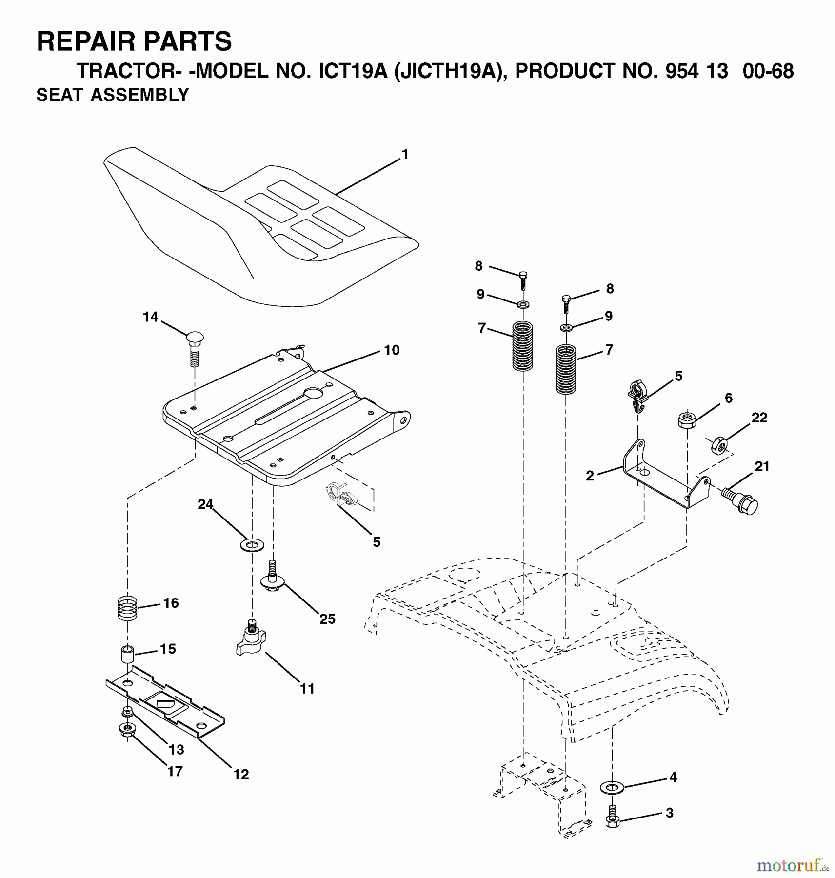 Jonsered Rasen und Garten Traktoren ICT19A (JICTH19A, 954130068) - Jonsered Lawn & Garden Tractor (2002-02) SEAT