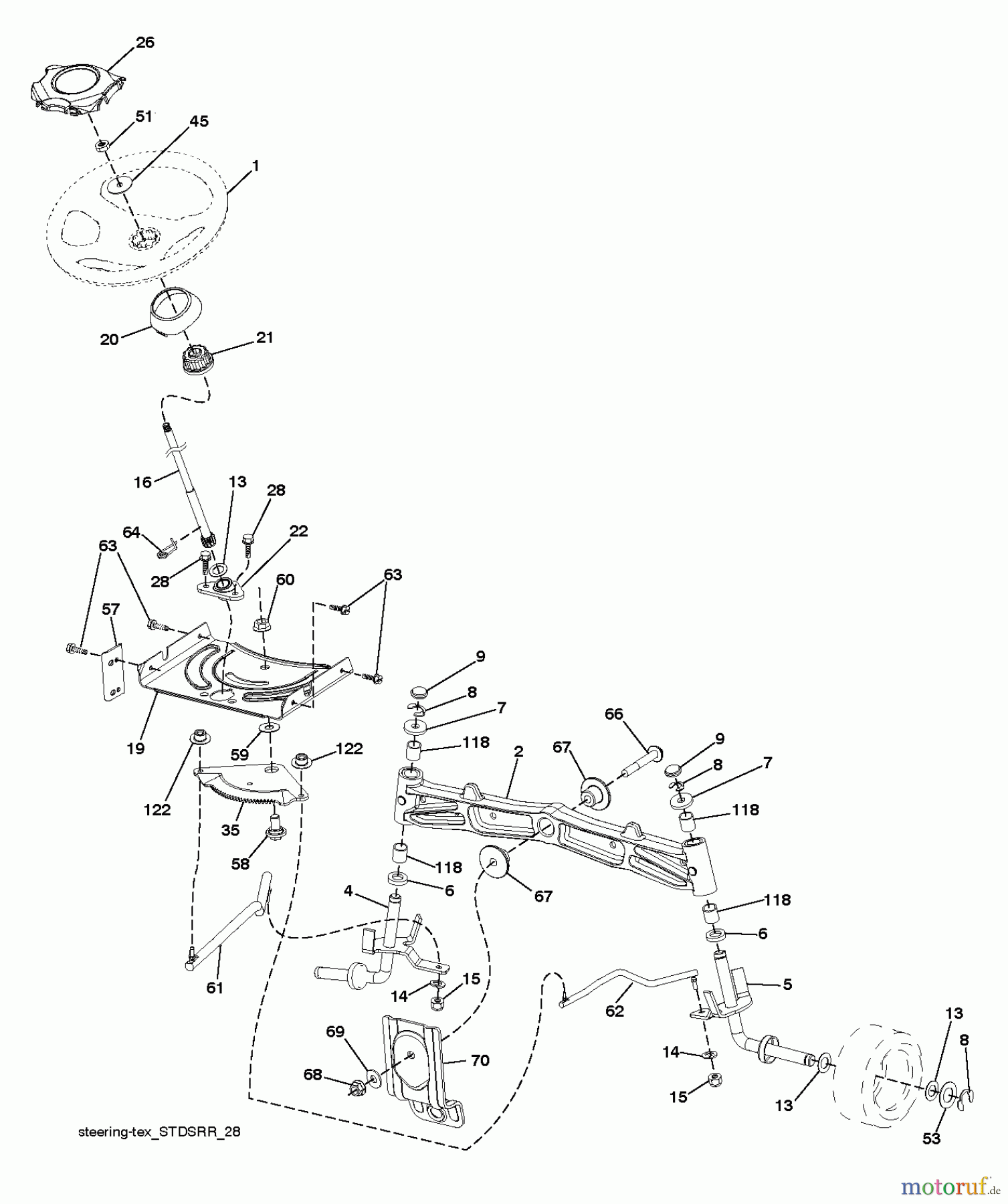 Jonsered Rasen und Garten Traktoren LT2320 CMA2 (96051008400) - Jonsered Lawn & Garden Tractor (2013-06) STEERING