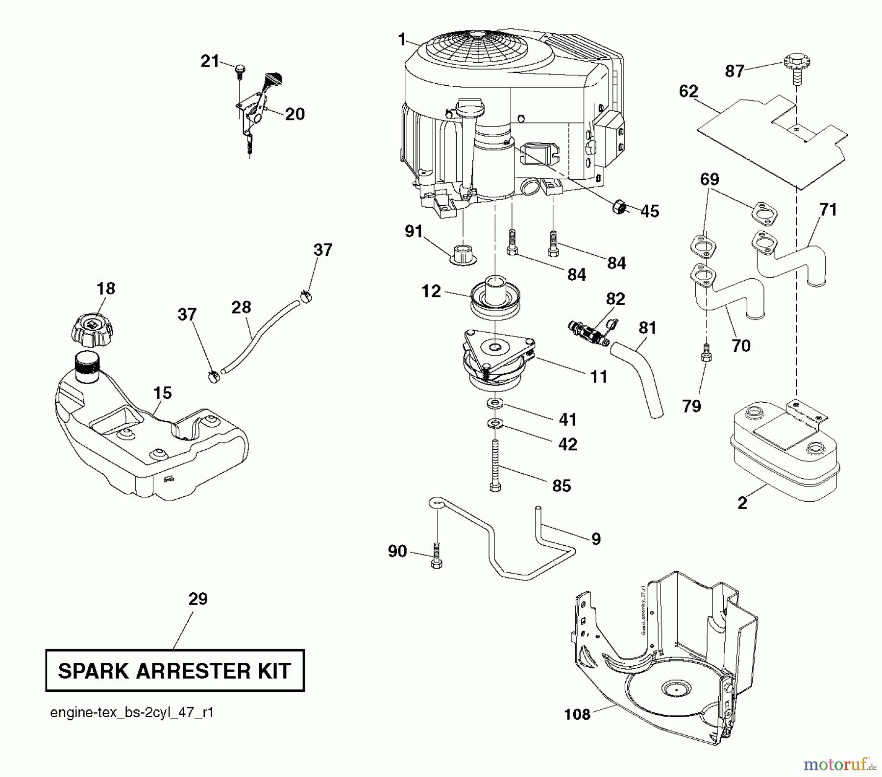 Jonsered Rasen und Garten Traktoren LT2323 A2 (96041026300) - Jonsered Lawn & Garden Tractor (2012-01) ENGINE