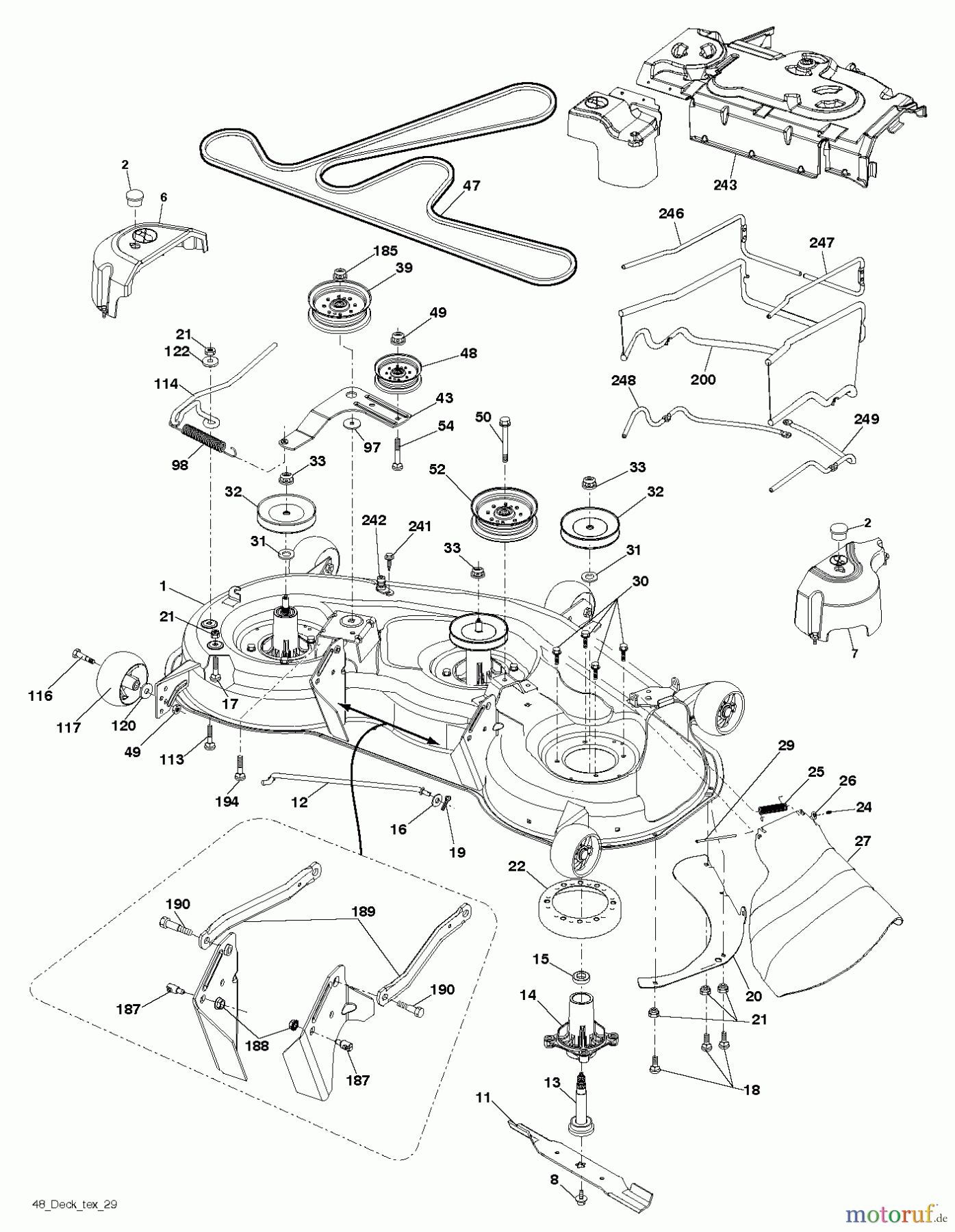 Jonsered Rasen und Garten Traktoren LT2323 A2 (96041026300) - Jonsered Lawn & Garden Tractor (2012-01) MOWER DECK / CUTTING DECK