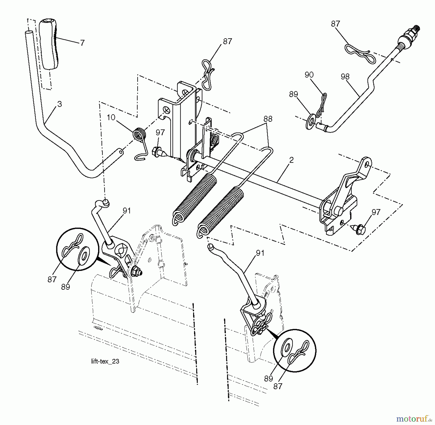 Jonsered Rasen und Garten Traktoren LT2323 A2 (96041026300) - Jonsered Lawn & Garden Tractor (2012-01) MOWER LIFT LEVER