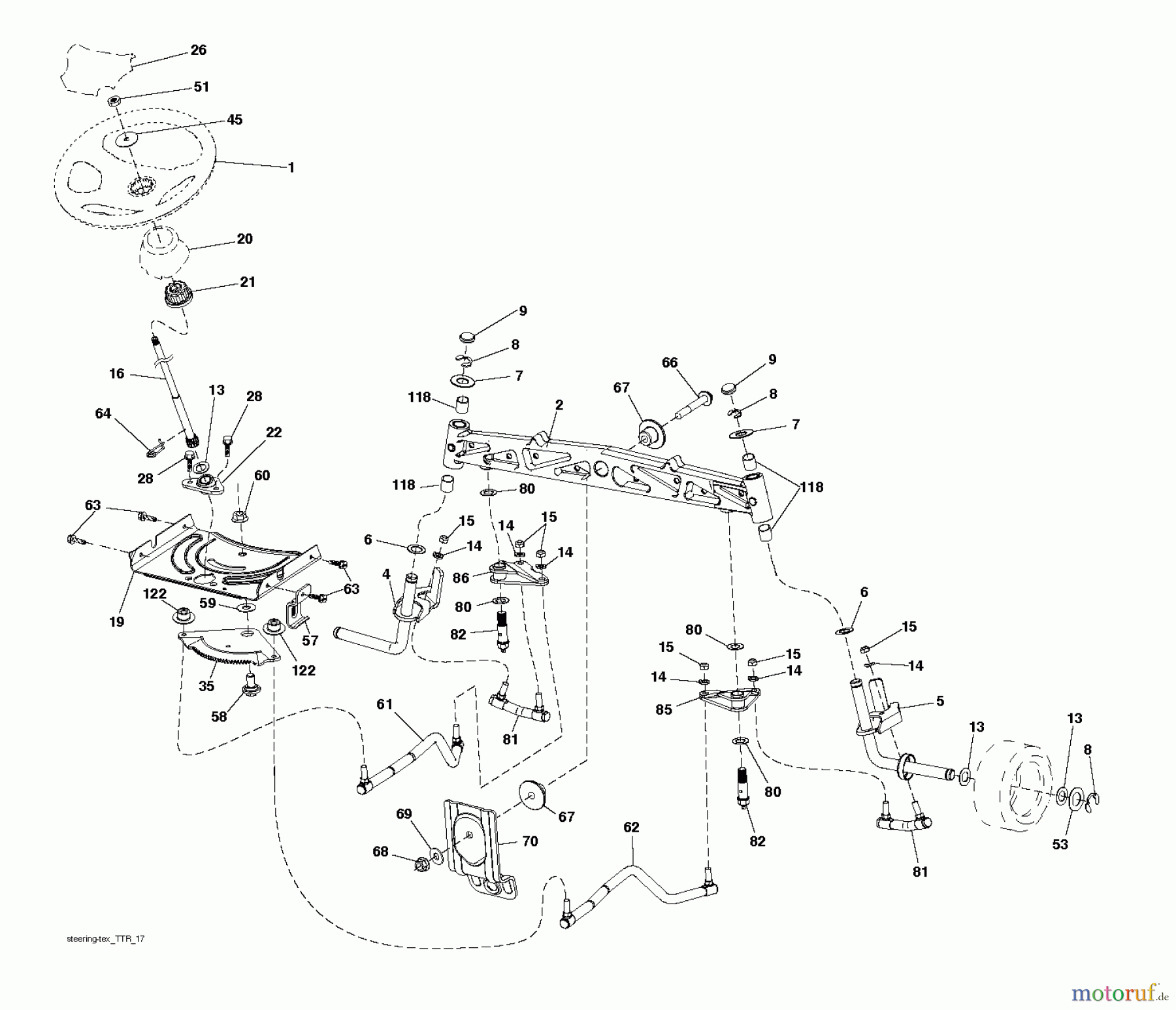Jonsered Rasen und Garten Traktoren LT2323 CMA2 (96051004700) - Jonsered Lawn & Garden Tractor (2012-02) STEERING