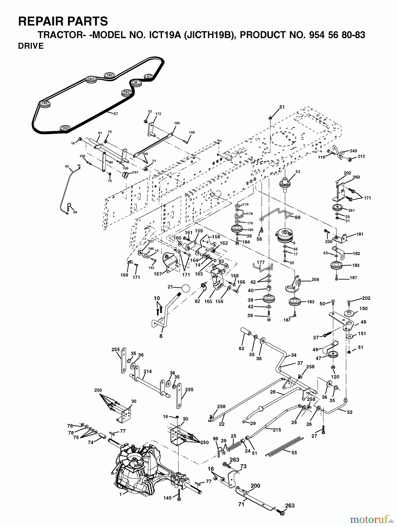 Jonsered Rasen und Garten Traktoren ICT19A (JICTH19B, 954568083) - Jonsered Lawn & Garden Tractor (2002-03) DRIVE