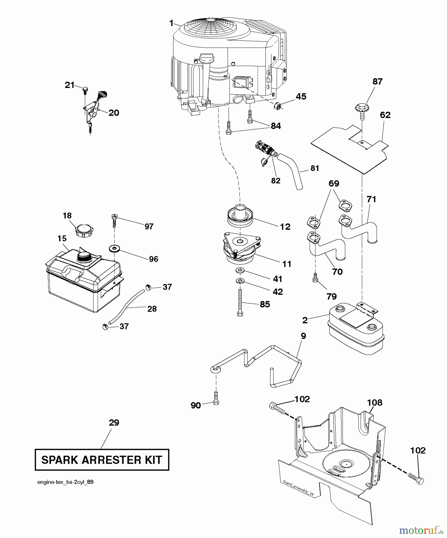 Jonsered Rasen und Garten Traktoren LT2323 CMA2 (96051004800) - Jonsered Lawn & Garden Tractor (2012-03) ENGINE