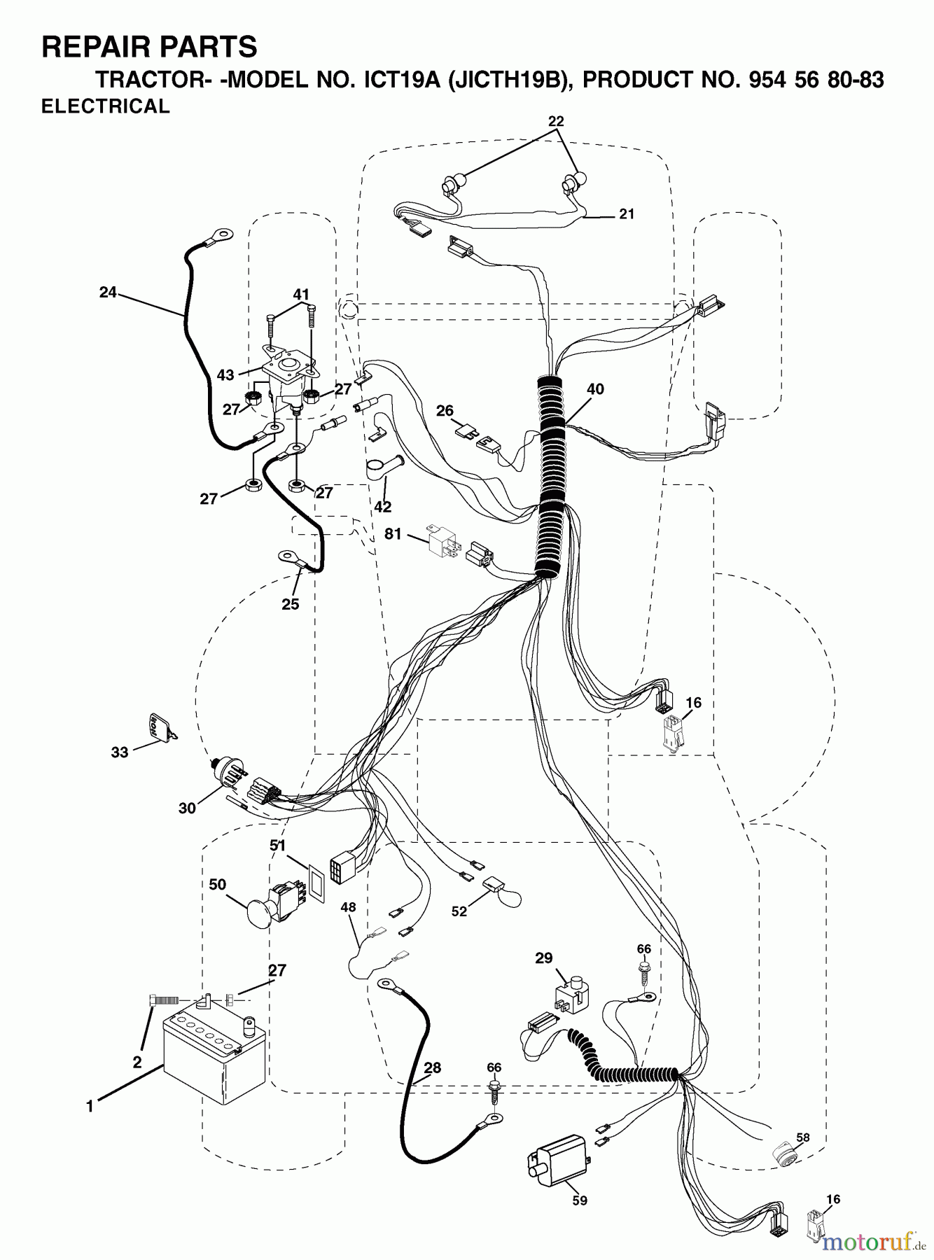  Jonsered Rasen  und Garten Traktoren ICT19A (JICTH19B, 954568083) - Jonsered Lawn & Garden Tractor (2002-03) ELECTRICAL