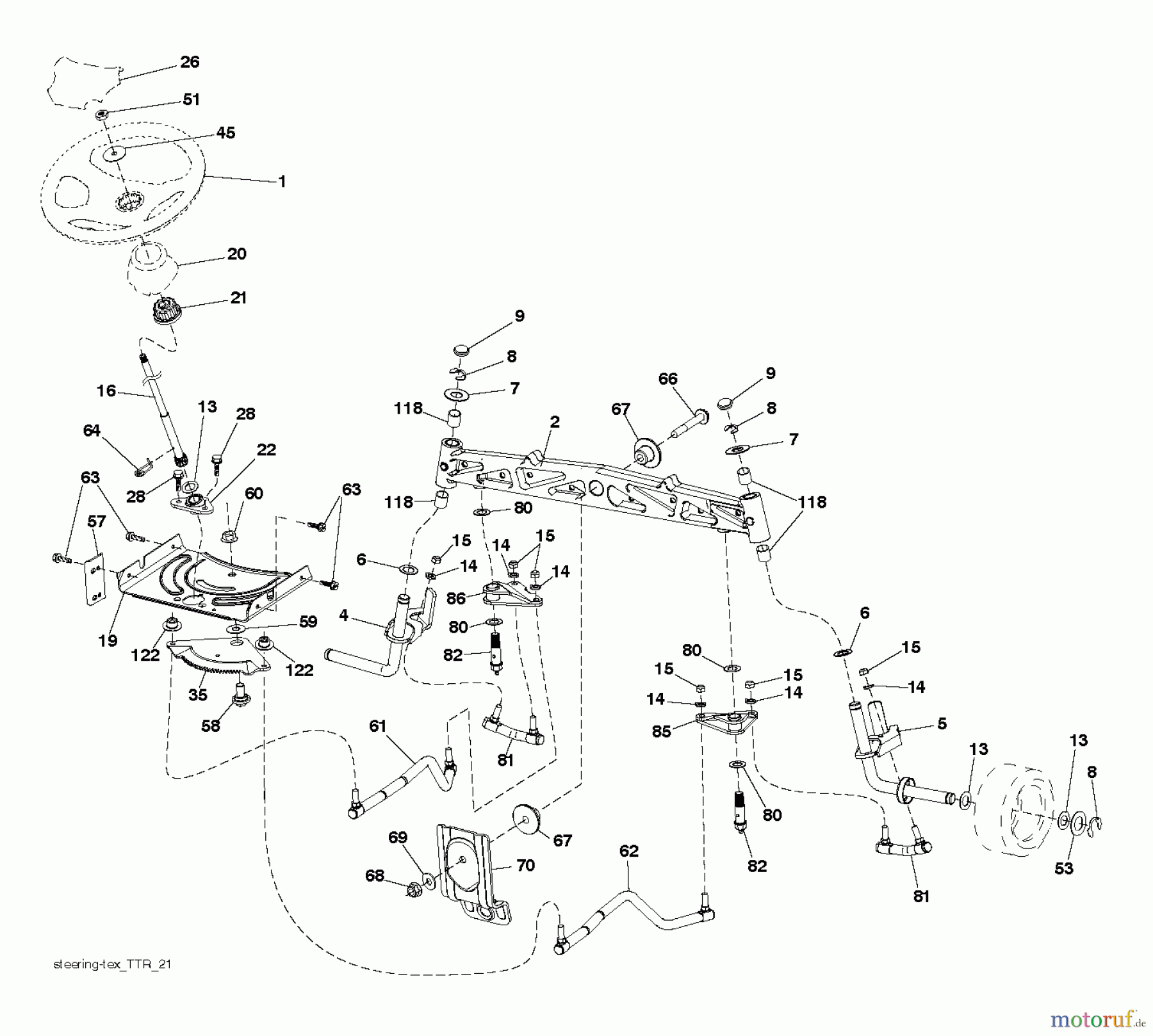 Jonsered Rasen und Garten Traktoren LT2323 CMA2 (96051004800) - Jonsered Lawn & Garden Tractor (2012-03) STEERING