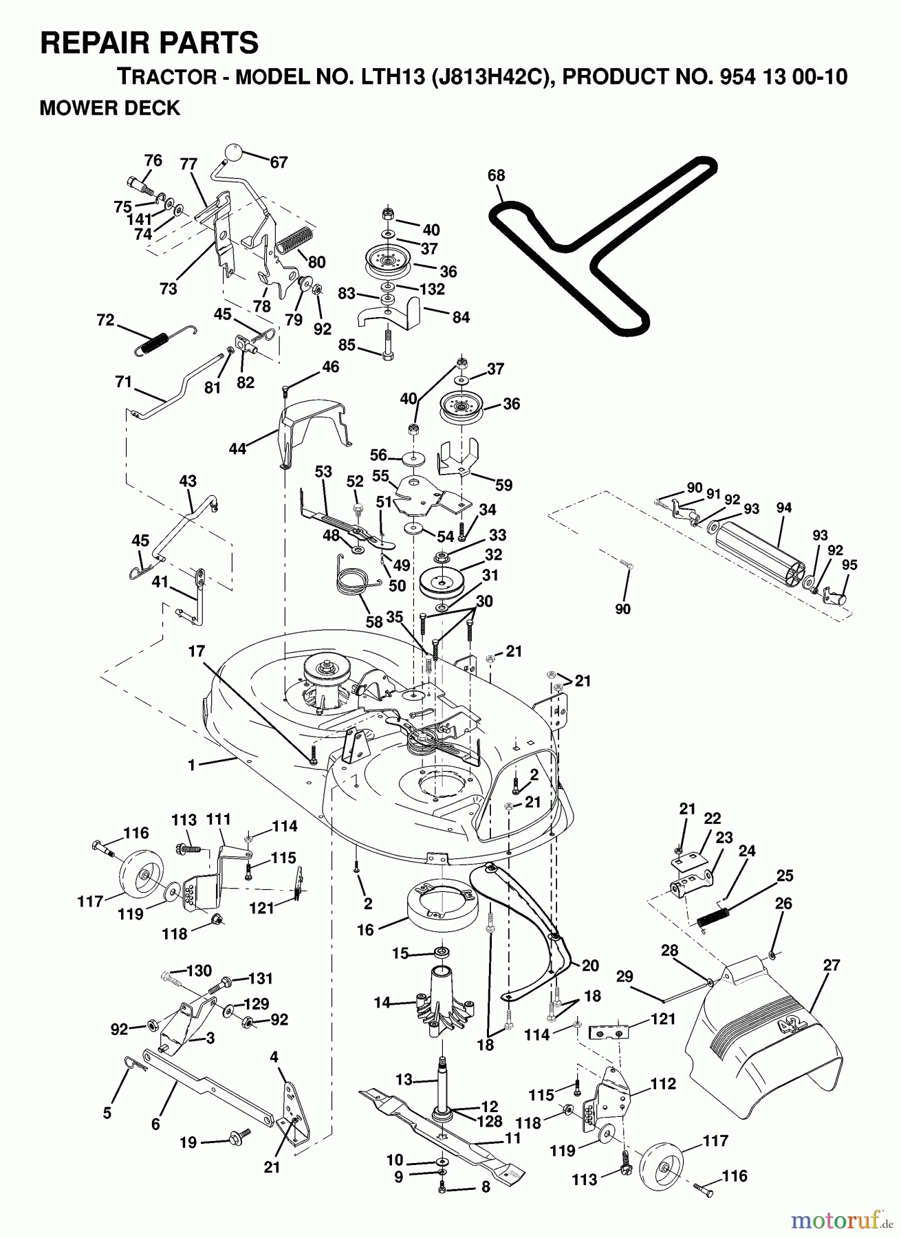 Jonsered Rasen und Garten Traktoren LTH13 (J813H42C, 954130010) - Jonsered Lawn & Garden Tractor (1998-12) MOWER DECK / CUTTING DECK
